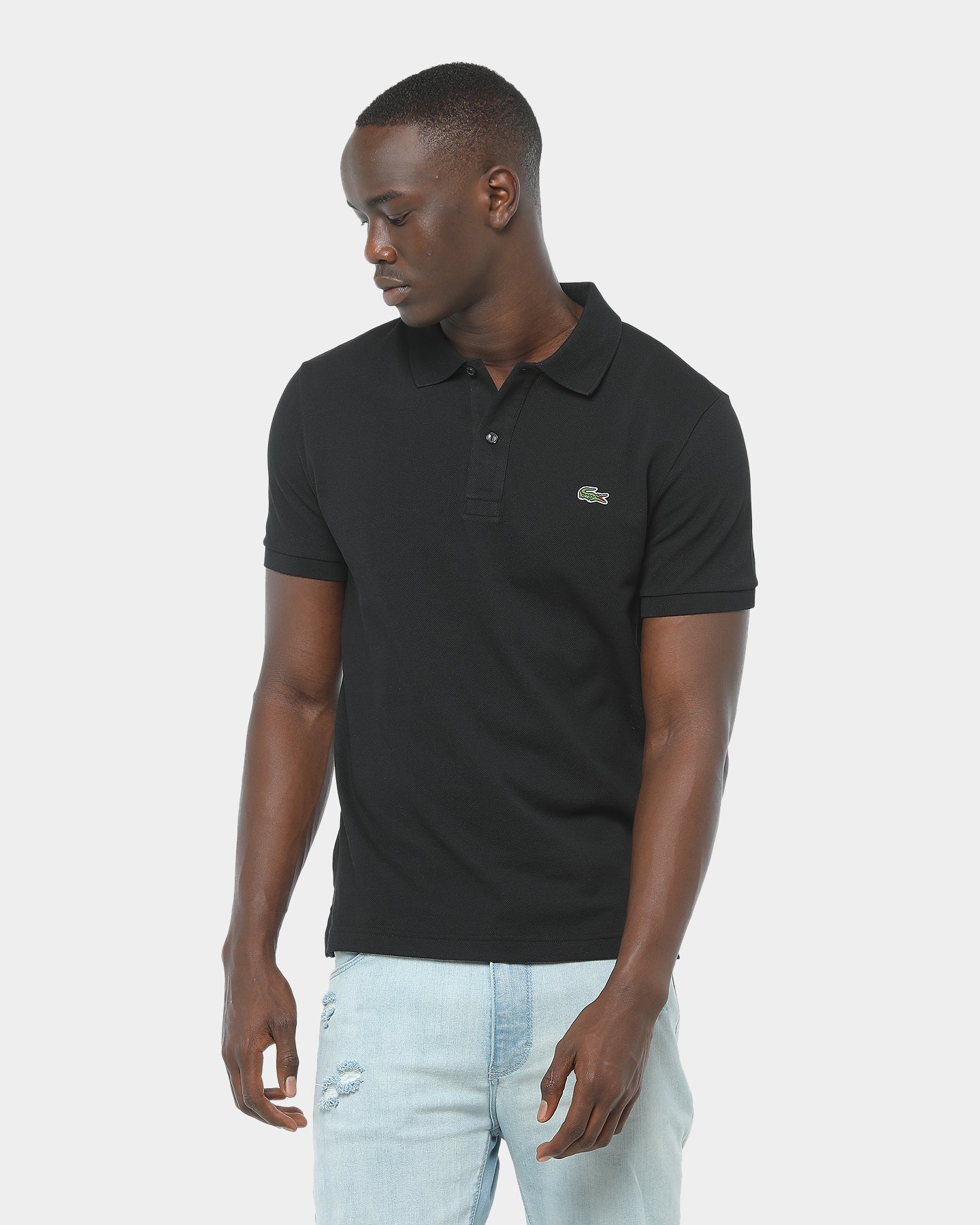 lacoste slim fit polo black