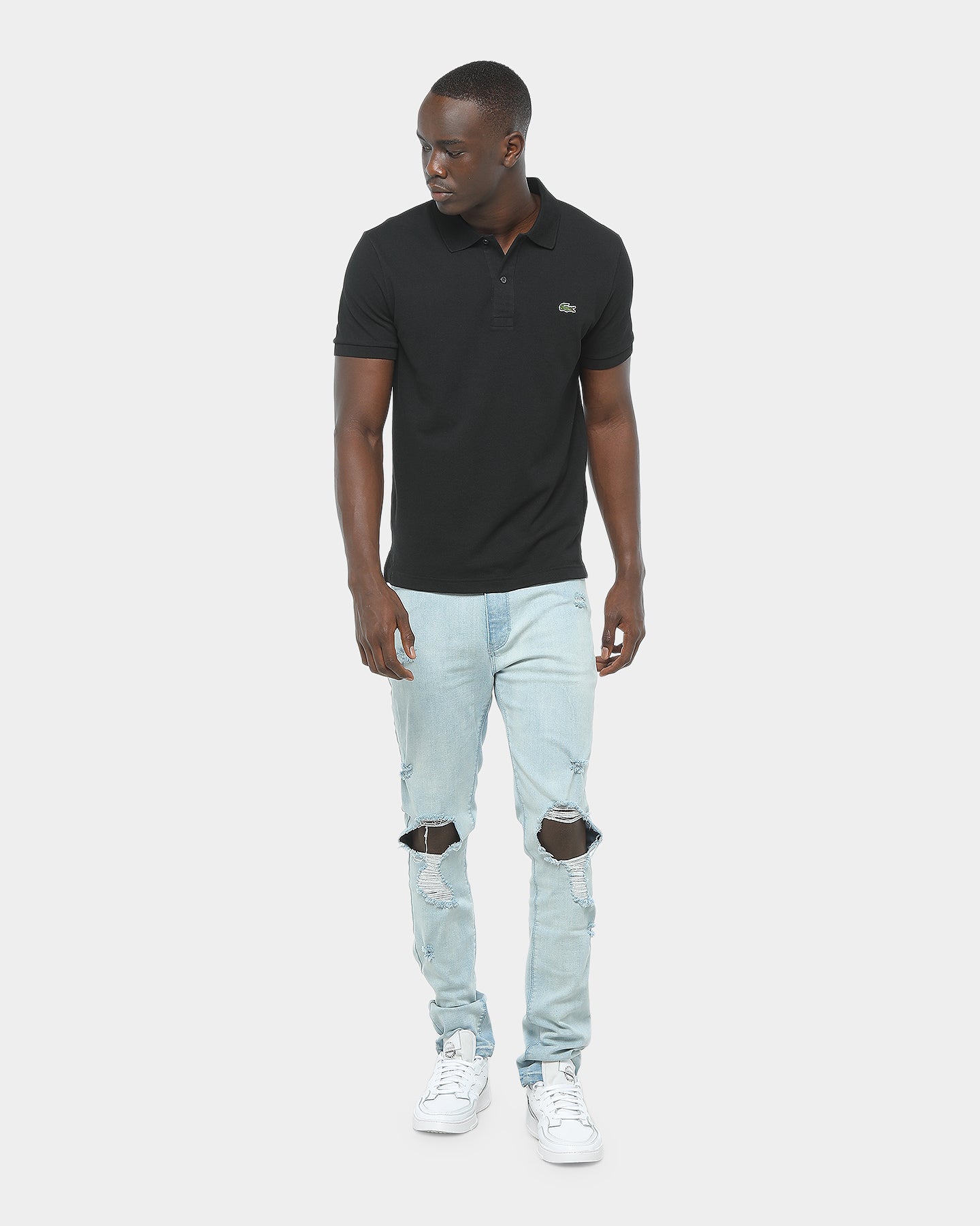 lacoste slim fit polo black