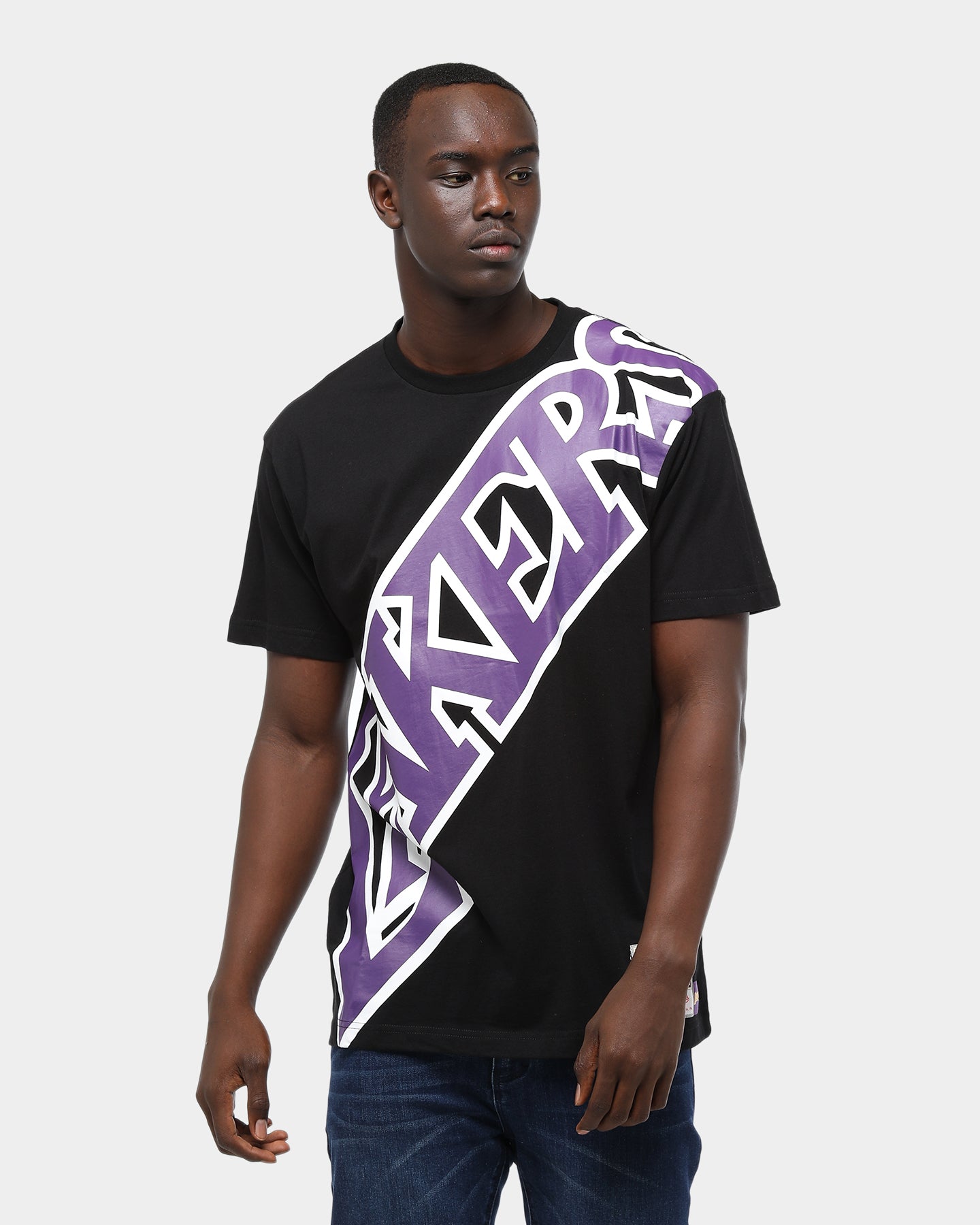 mitchell and ness lakers split t shirt