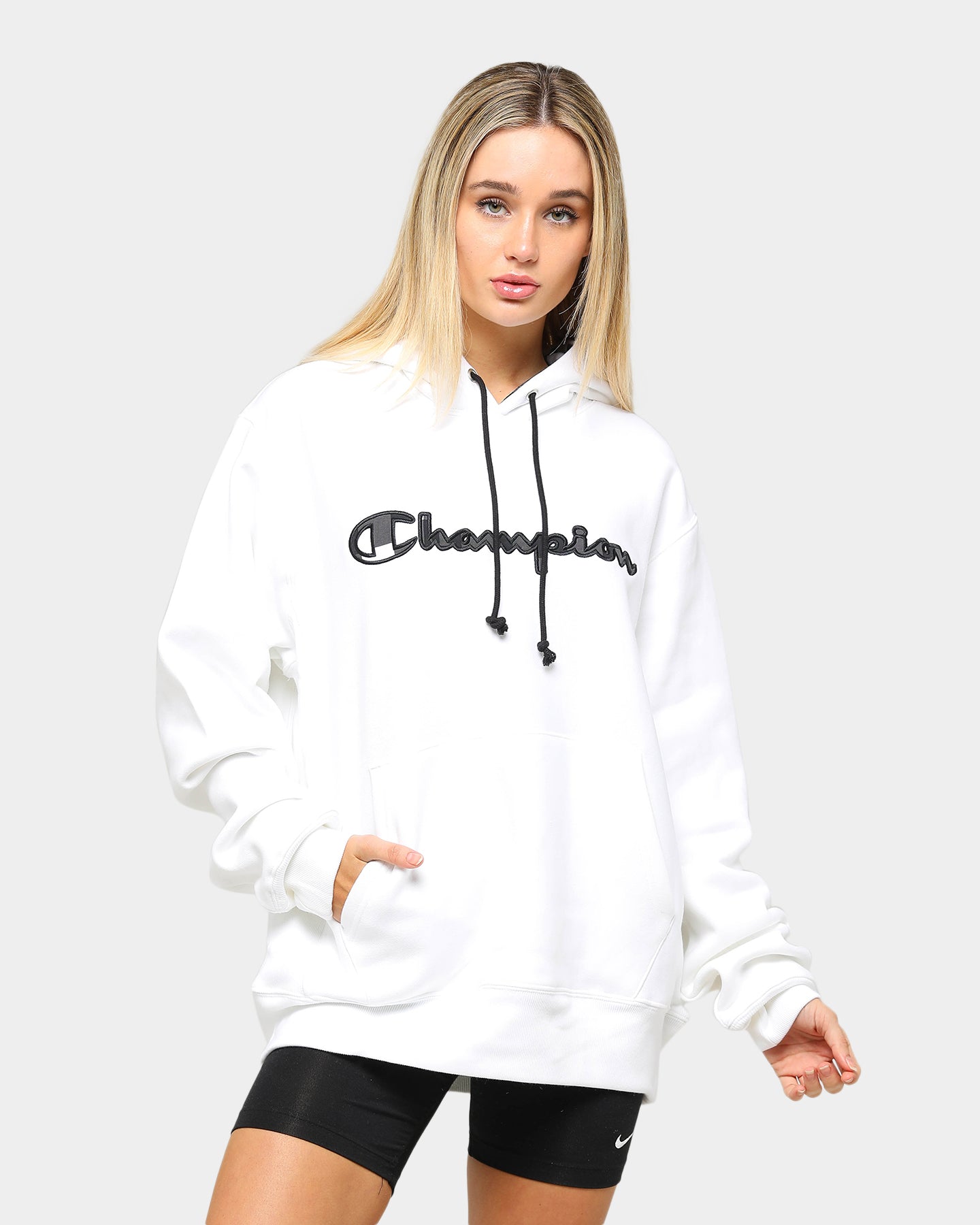 champion script hoodie white