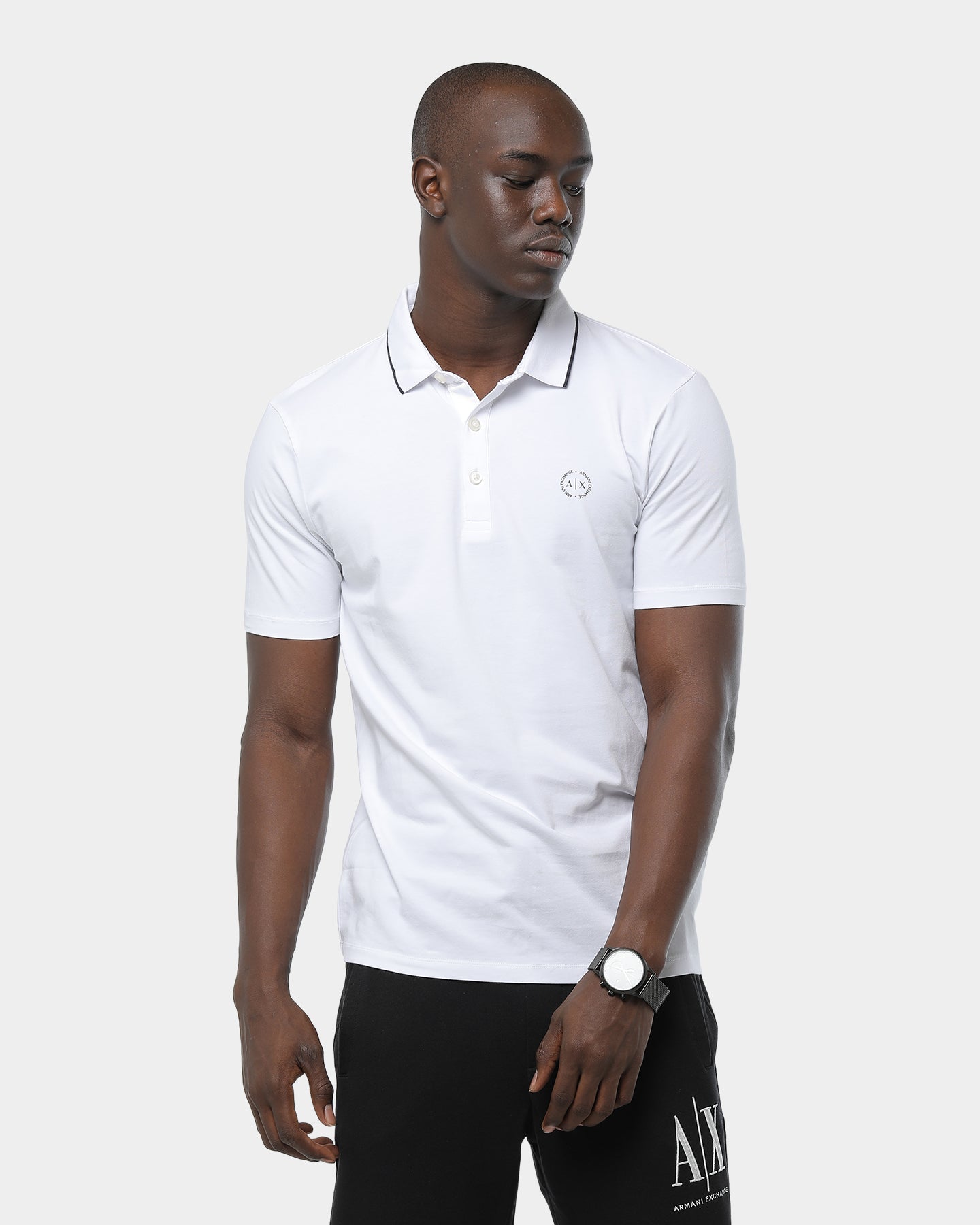 armani exchange white polo shirt