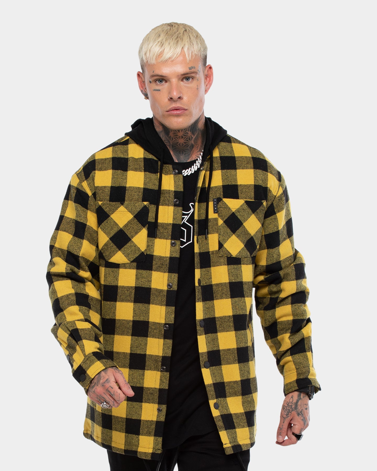 yellow flannel hoodie