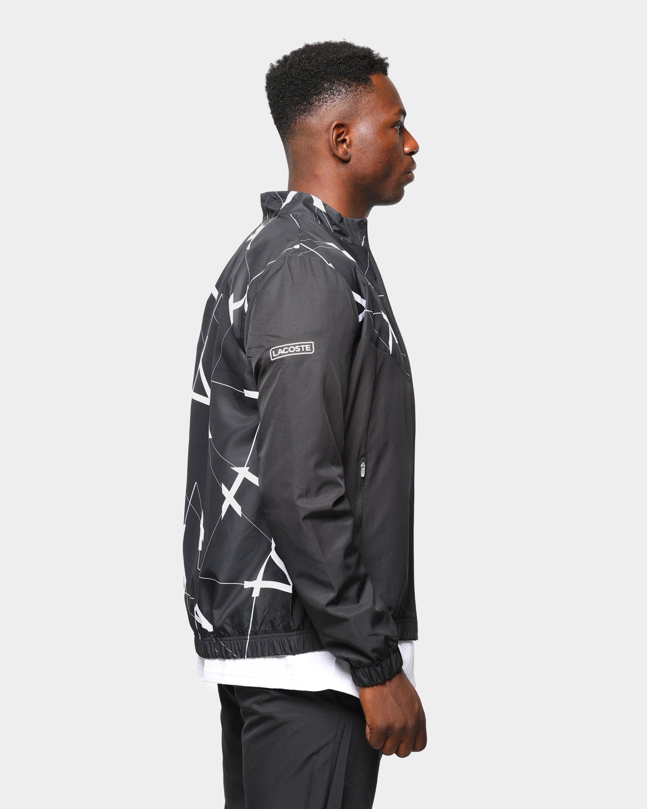 lacoste tracksuit black white