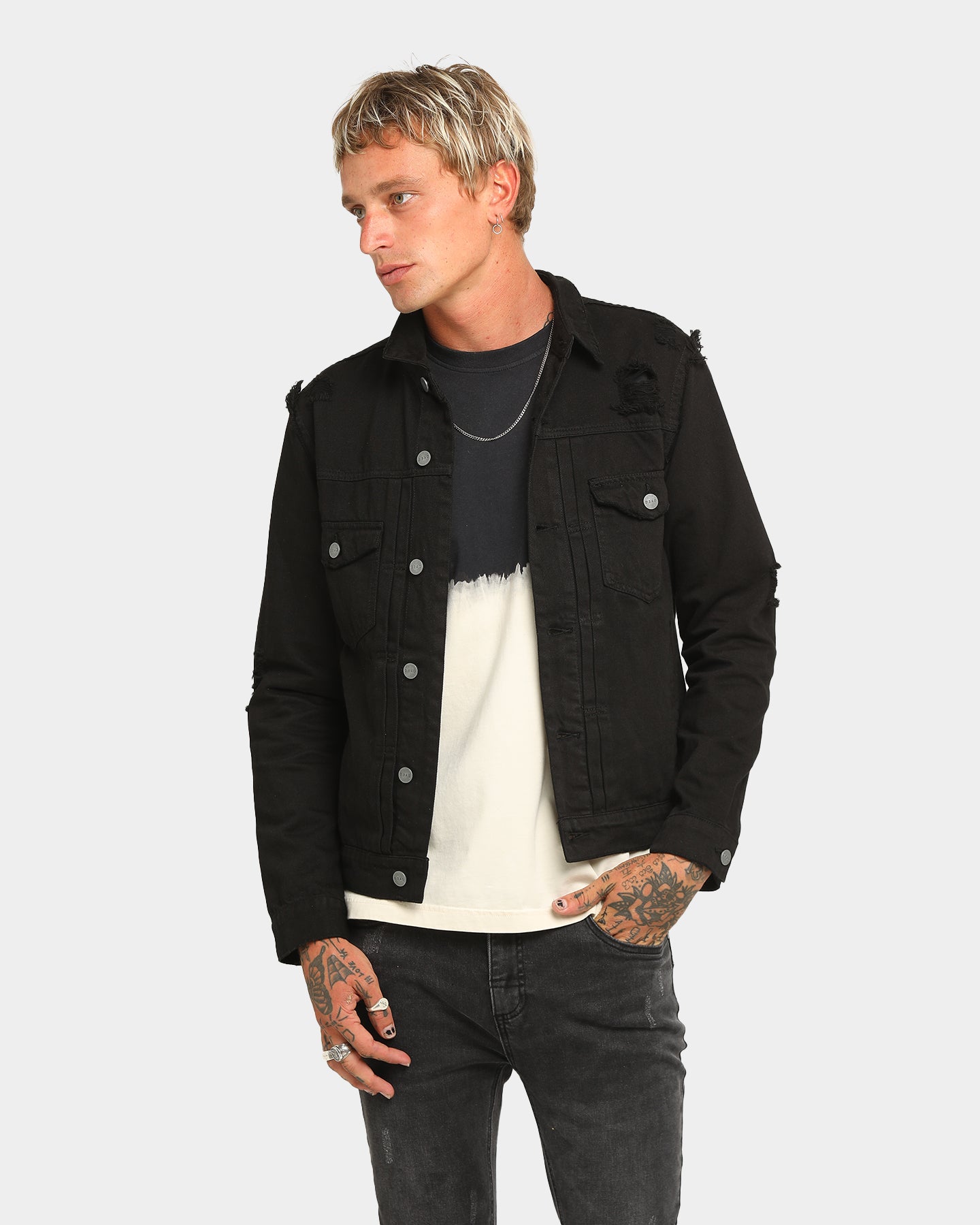 washed black denim jacket mens