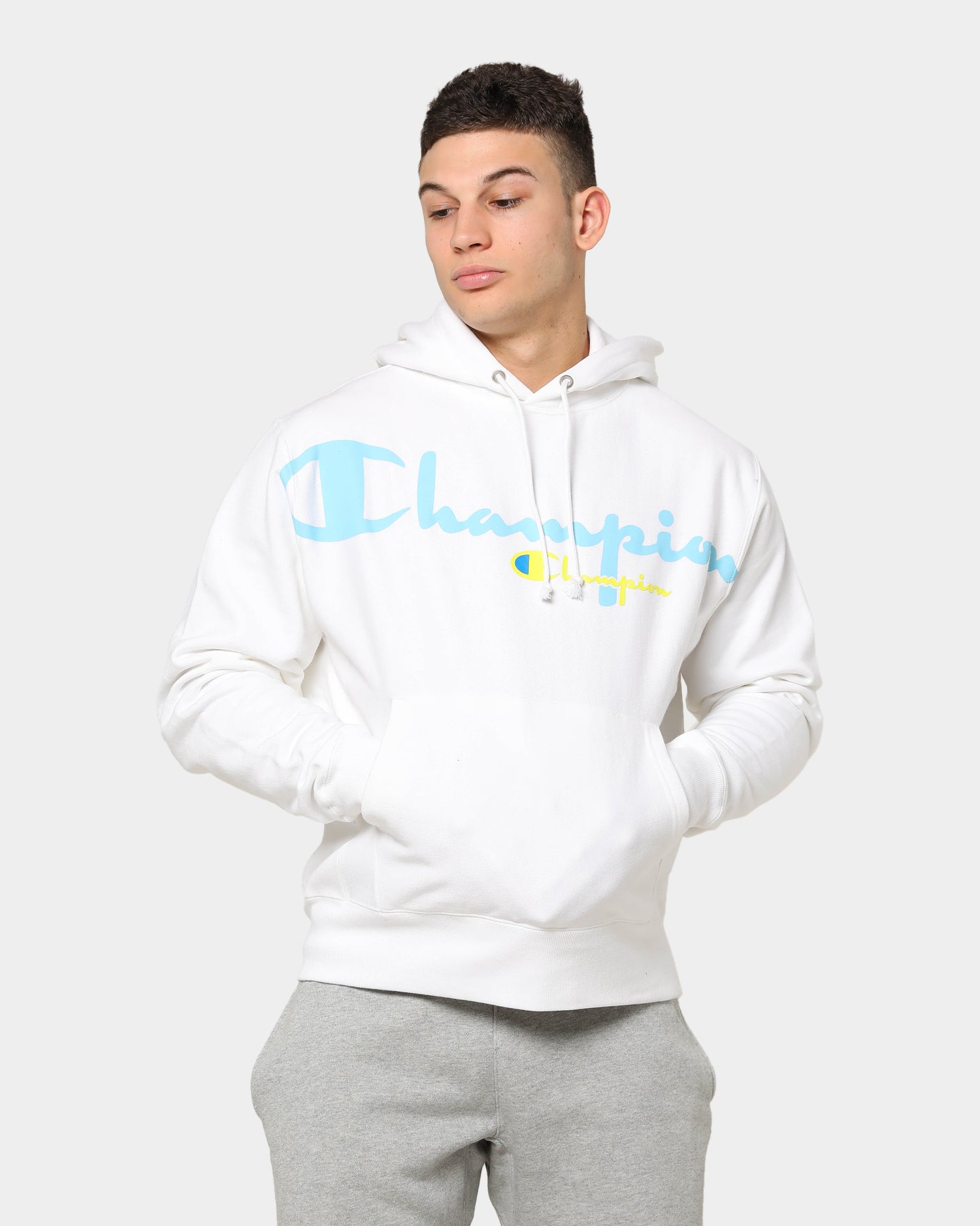 champion script hoodie white