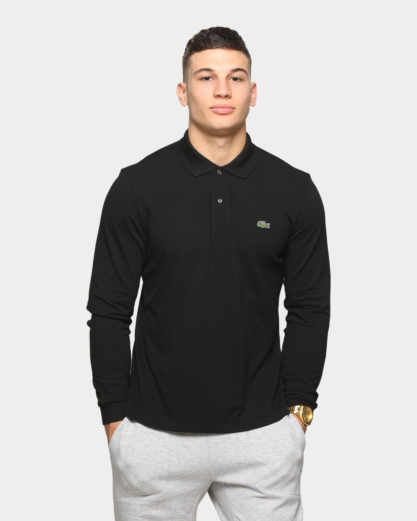 Classic Fit Long Sleeve Polo Black 
