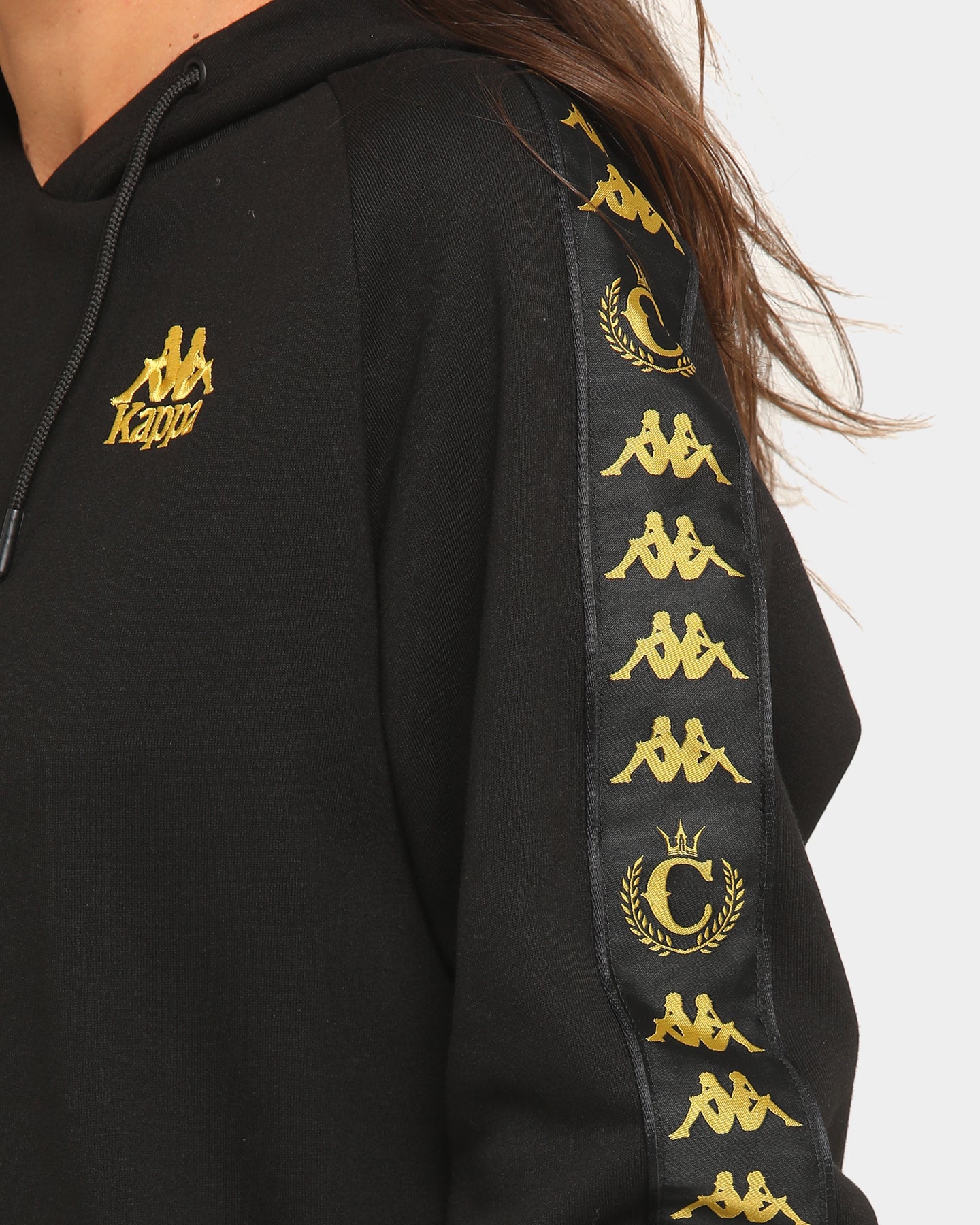 kappa hoodie black and gold