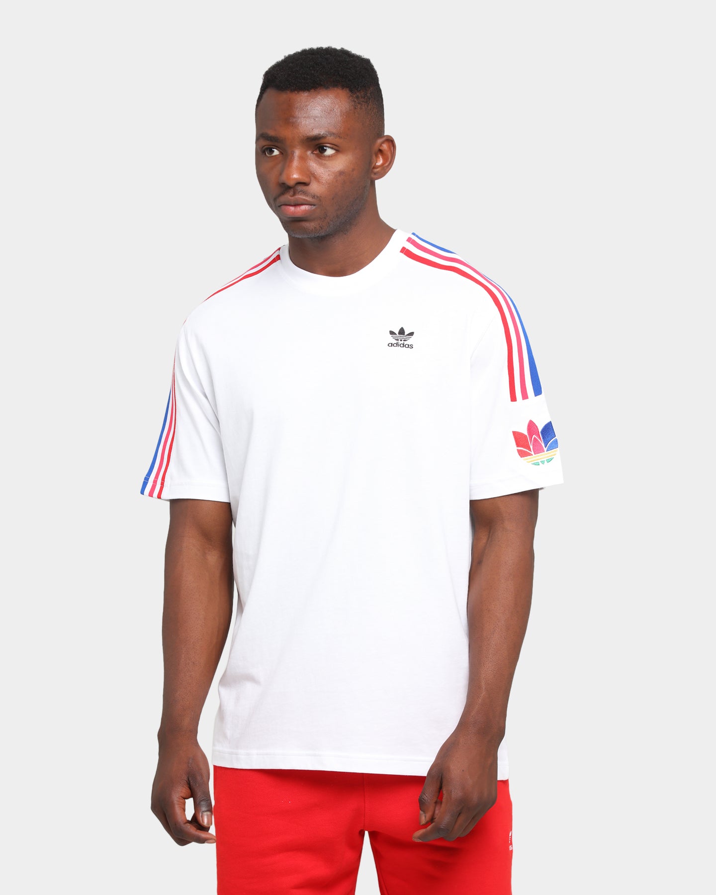 adidas trefoil 3 stripes t shirt in white