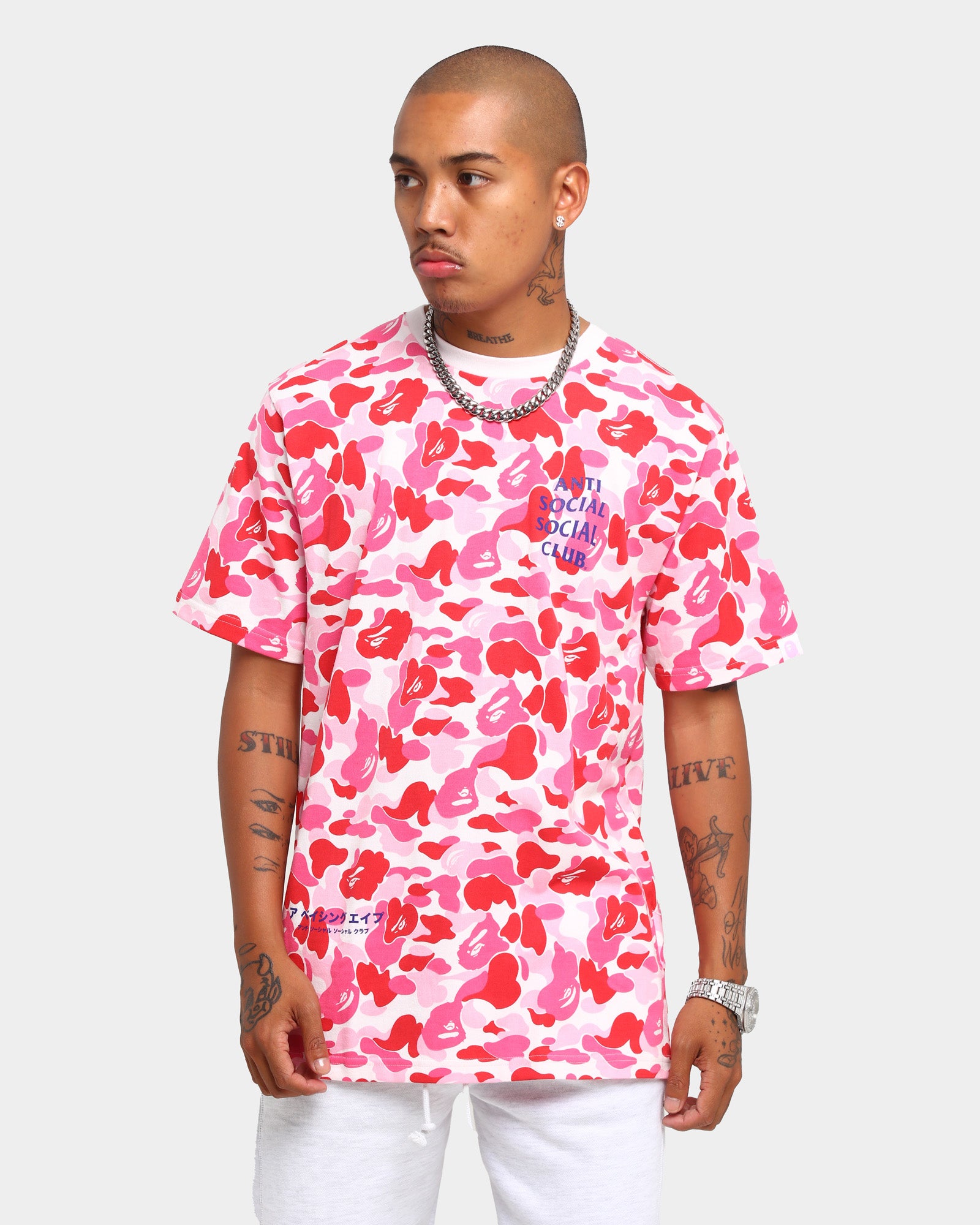 pink camo bape shirt