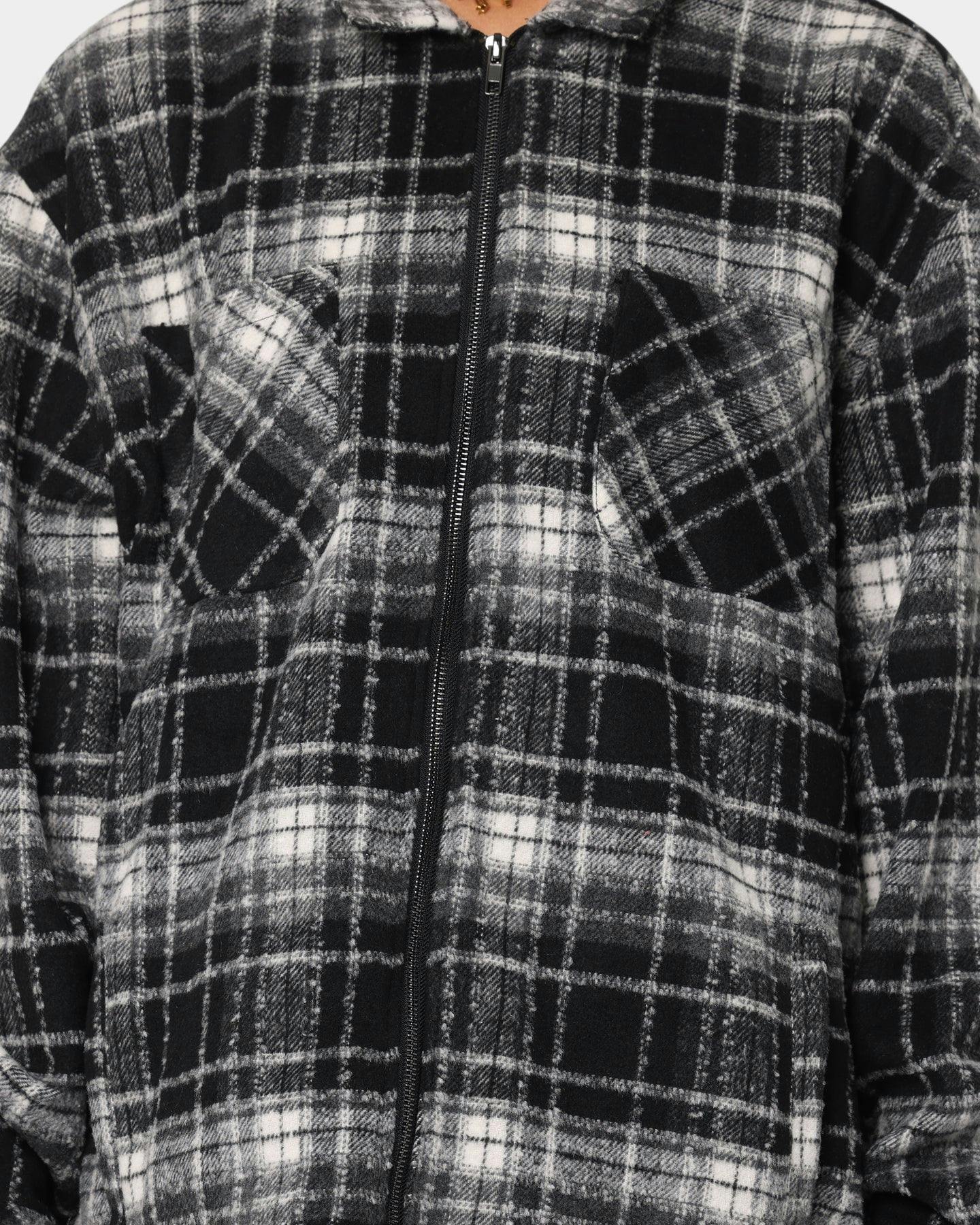 XXIII Vitus Zip Up Flannel Shacket Black/White | Culture Kings US