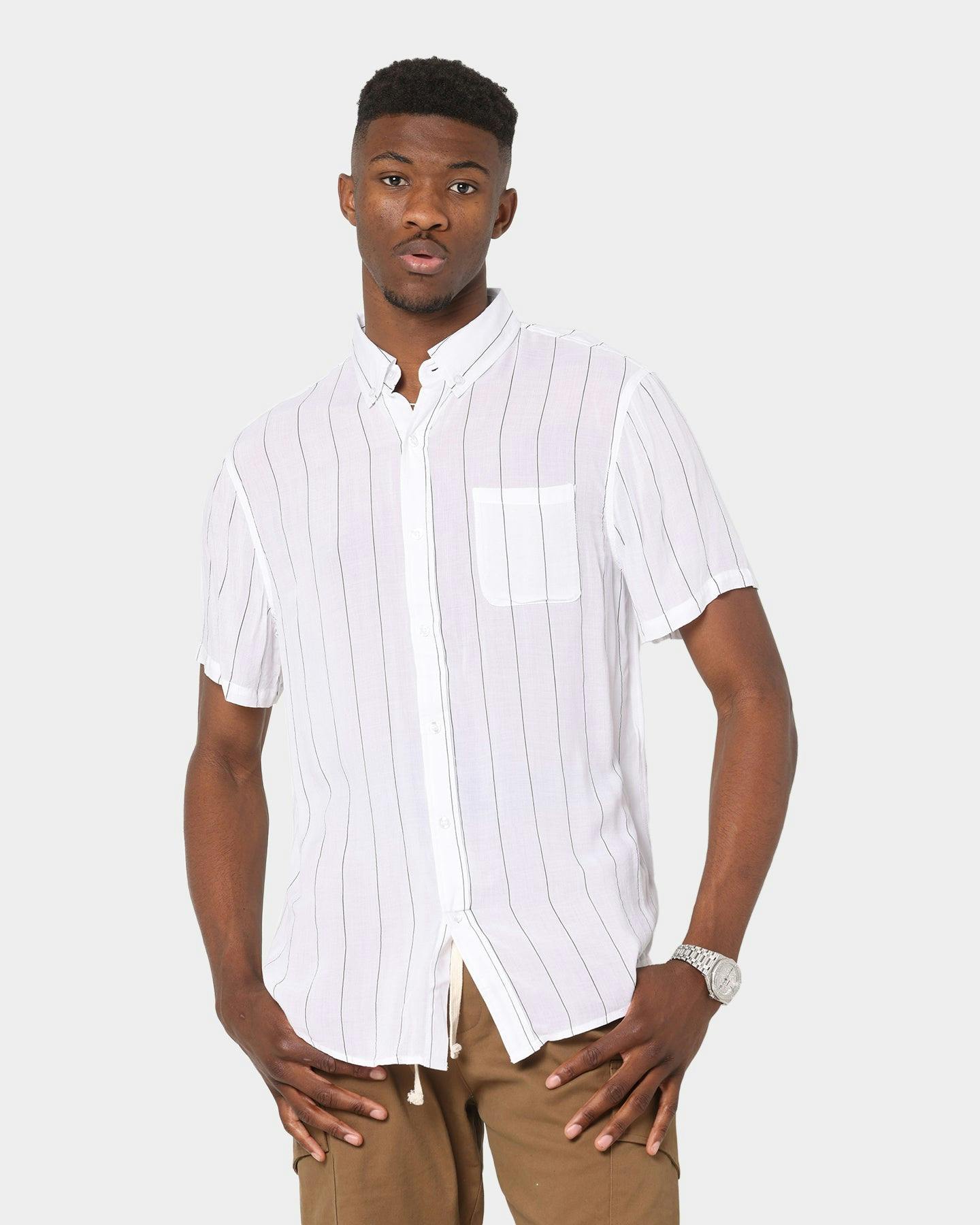 XXIII Dubrovnik Short Sleeve Button Up Shirt White Stripe