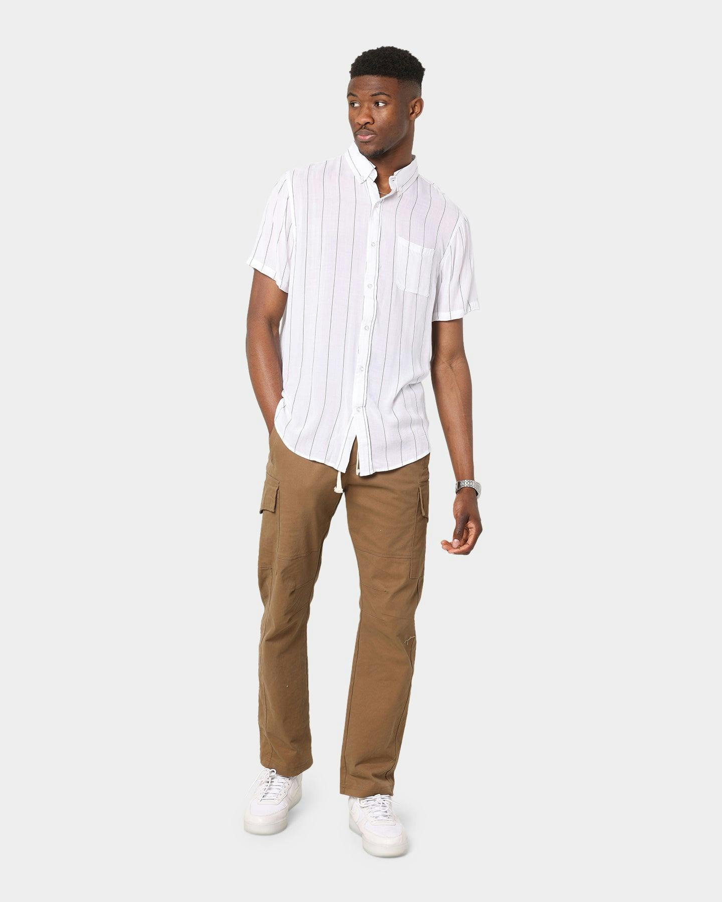 XXIII Dubrovnik Short Sleeve Button Up Shirt White Stripe