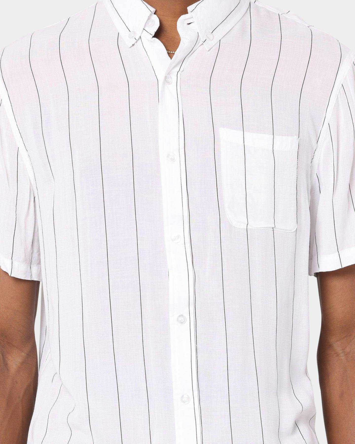 XXIII Dubrovnik Short Sleeve Button Up Shirt White Stripe
