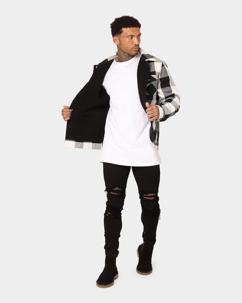 Saint Morta Checks Sherpa Jacket Black/White thumbnail - 10