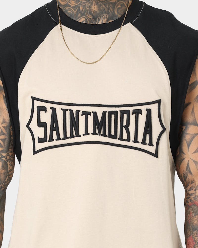 Saint Morta Ceremony Raglan Muscle T-Shirt Black/Stone thumbnail - 2