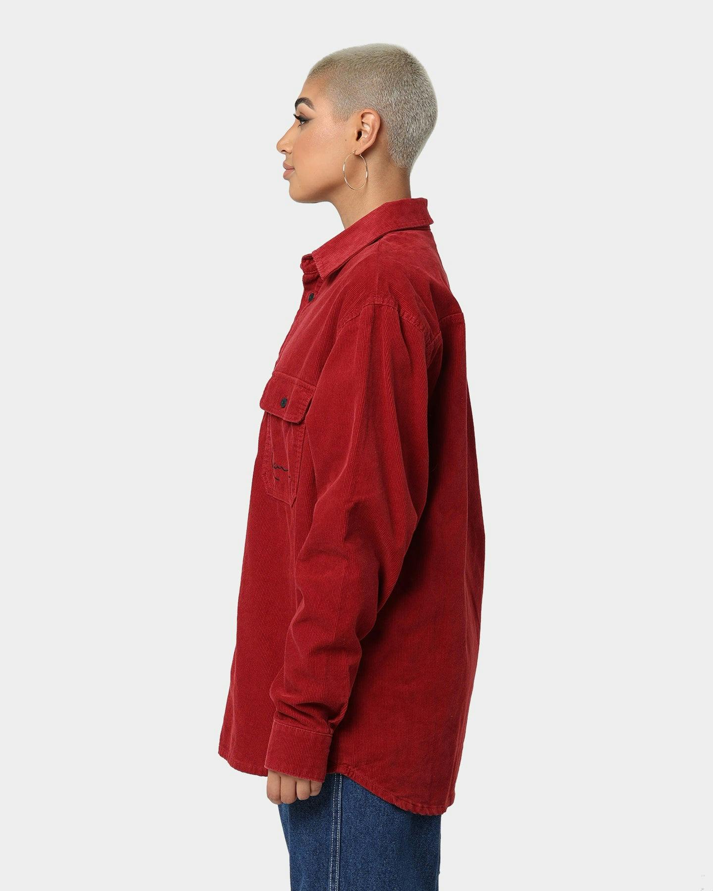 Karl Kani Chest Signature Corduroy Shirt Dark Red