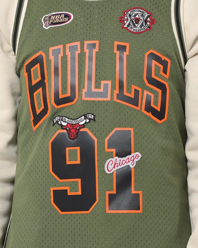 Mitchell & Ness Chicago Bulls Dennis Rodman #91 Flight Swingman Jersey Olive