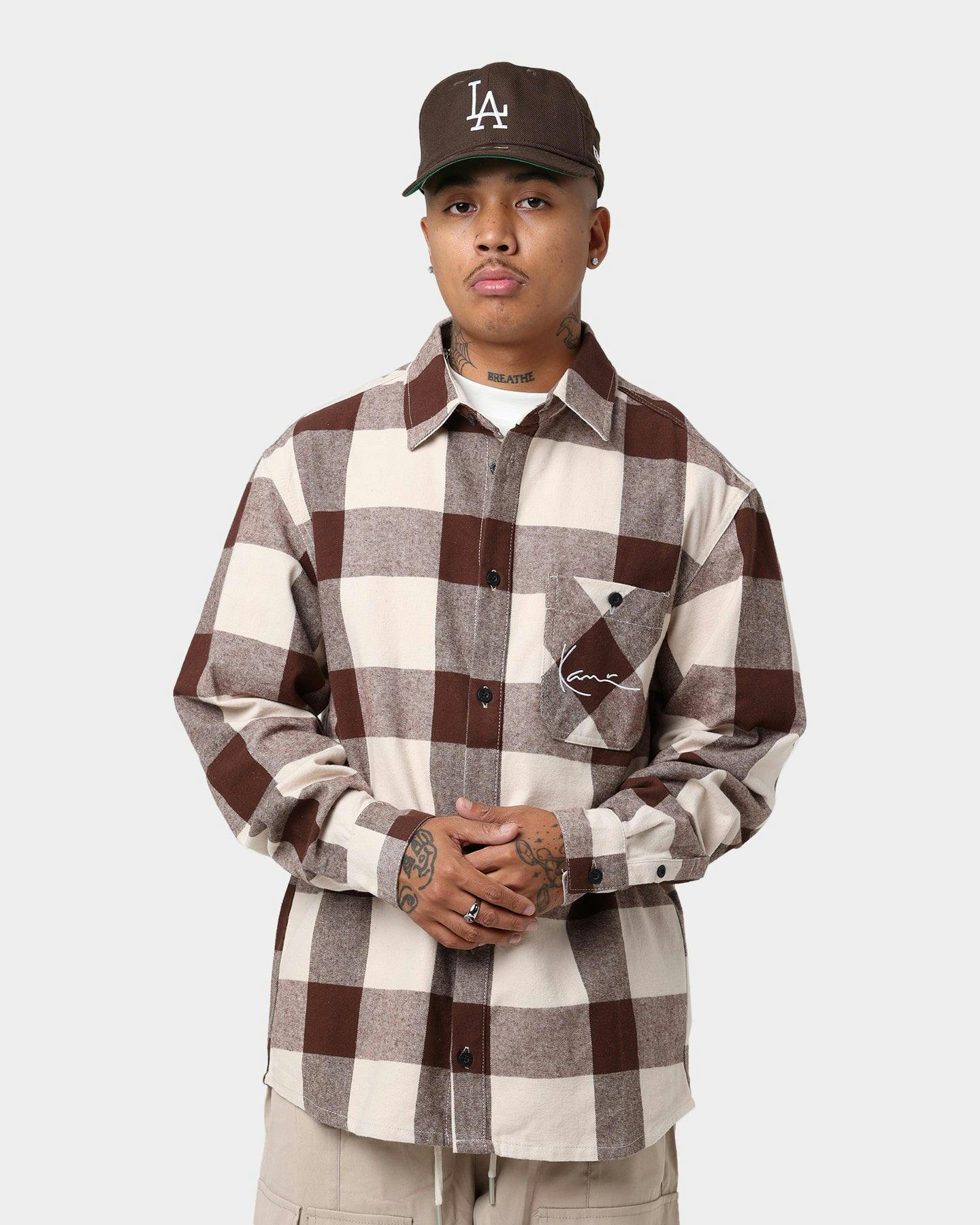 Karl Kani Chest Signature Flannel Shirt Cream