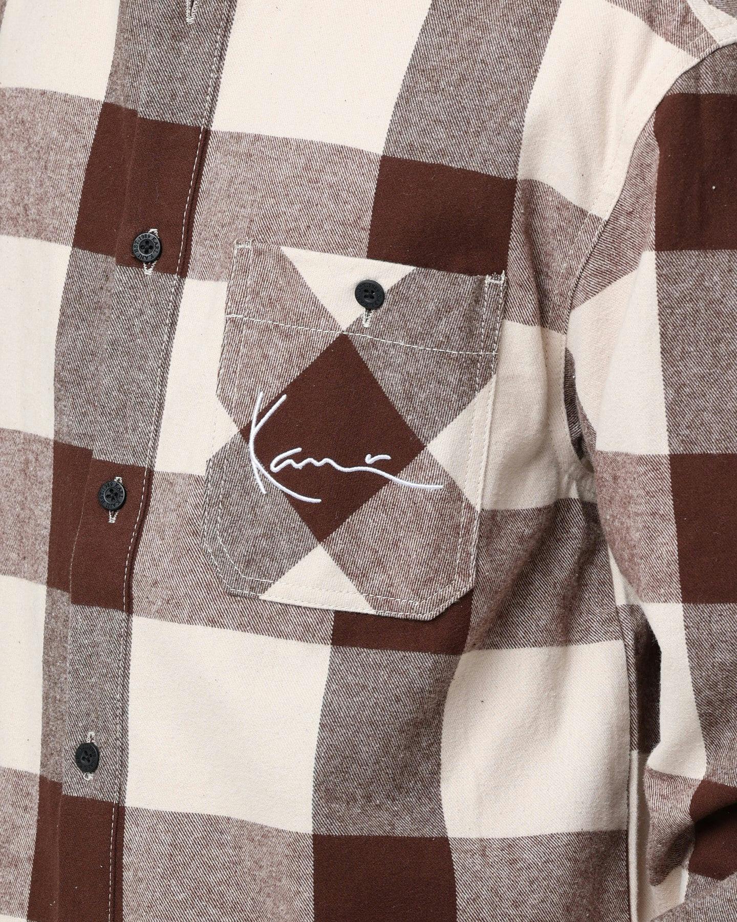 Karl Kani Chest Signature Flannel Shirt Cream