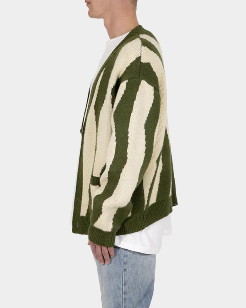 MNML Zebra Cardigan Green/White