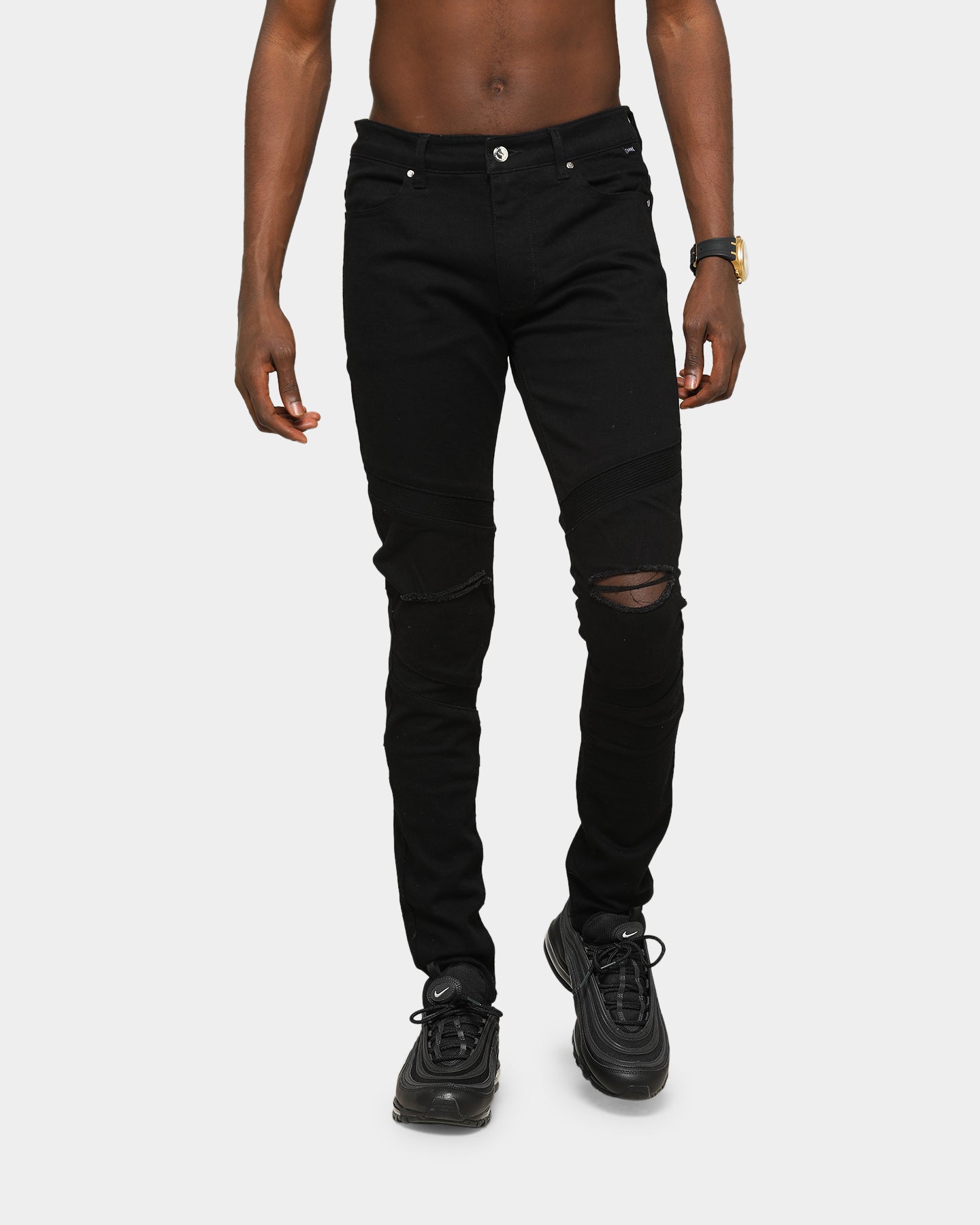 mens cropped jeans black