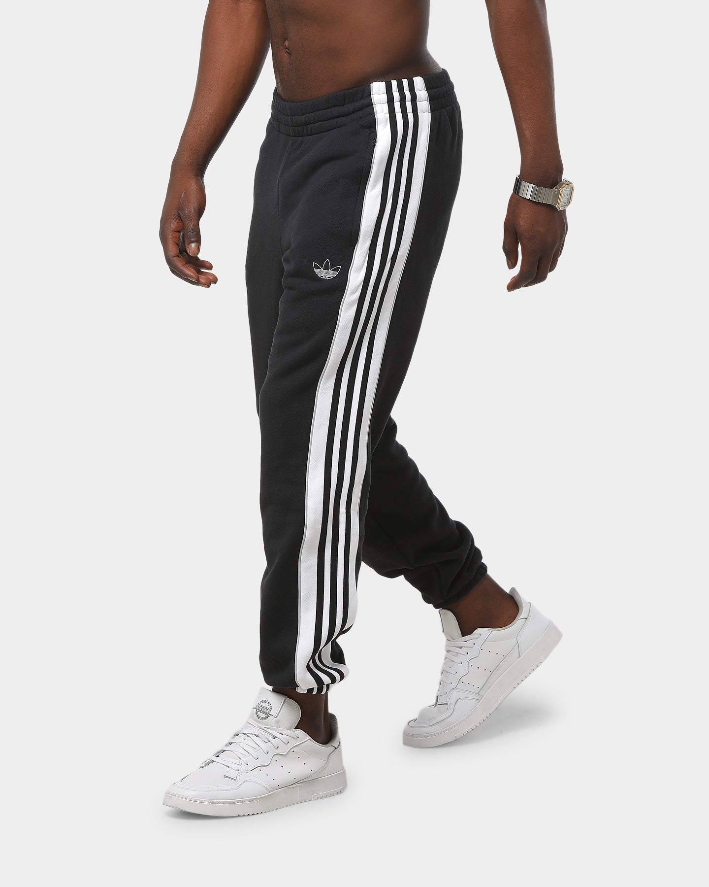 black 3 stripe adidas pants