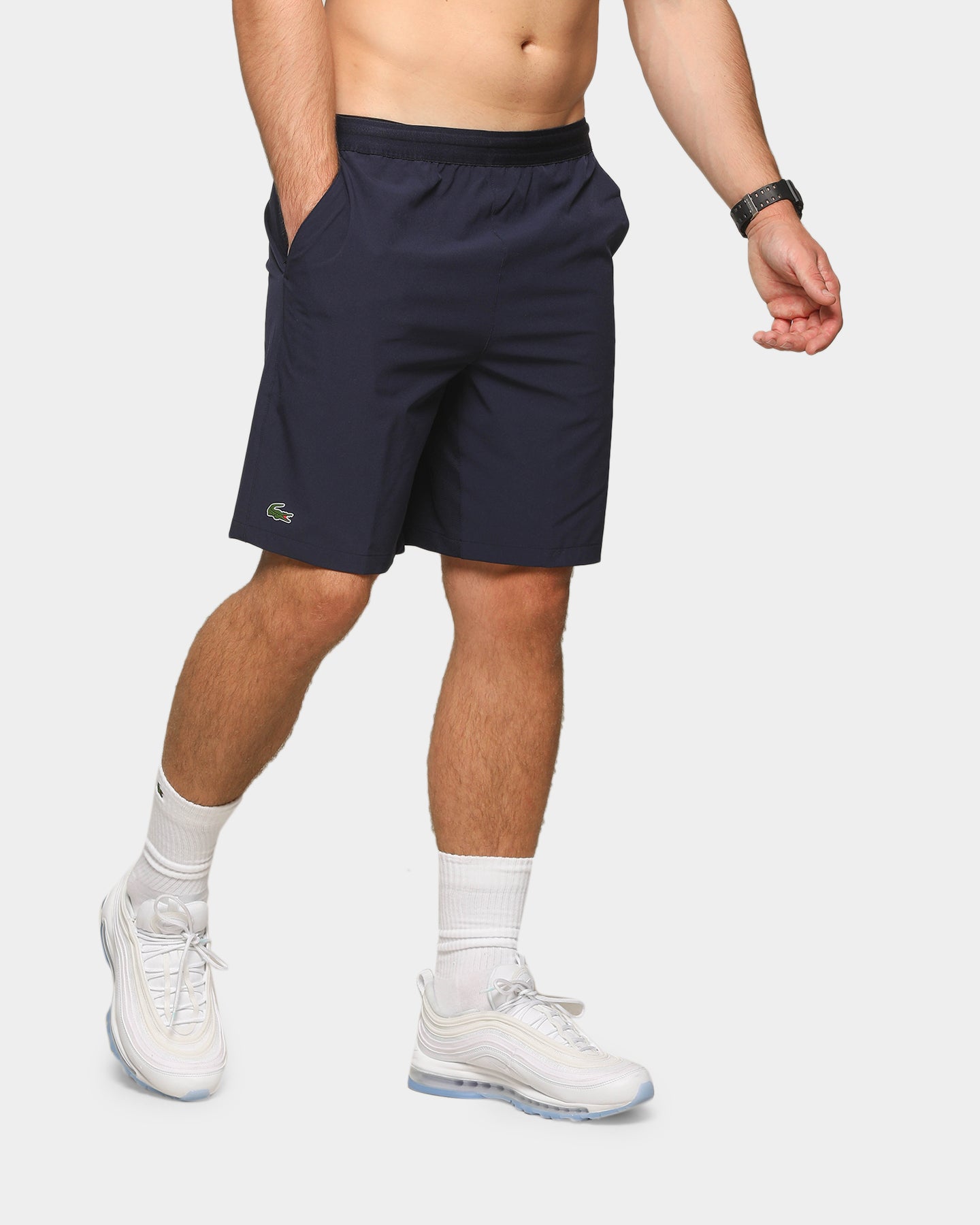 mens navy lacoste shorts