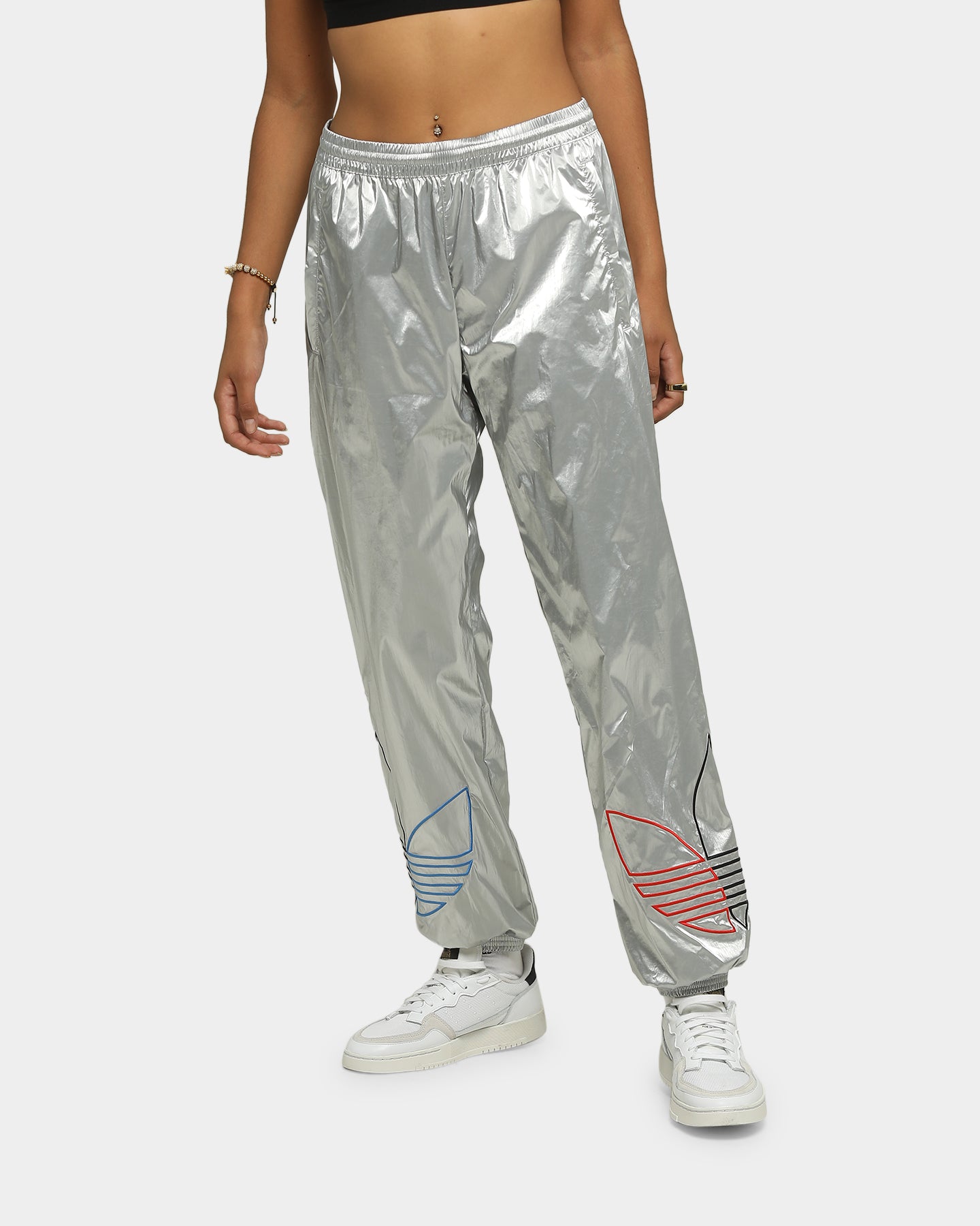 silver adidas pants