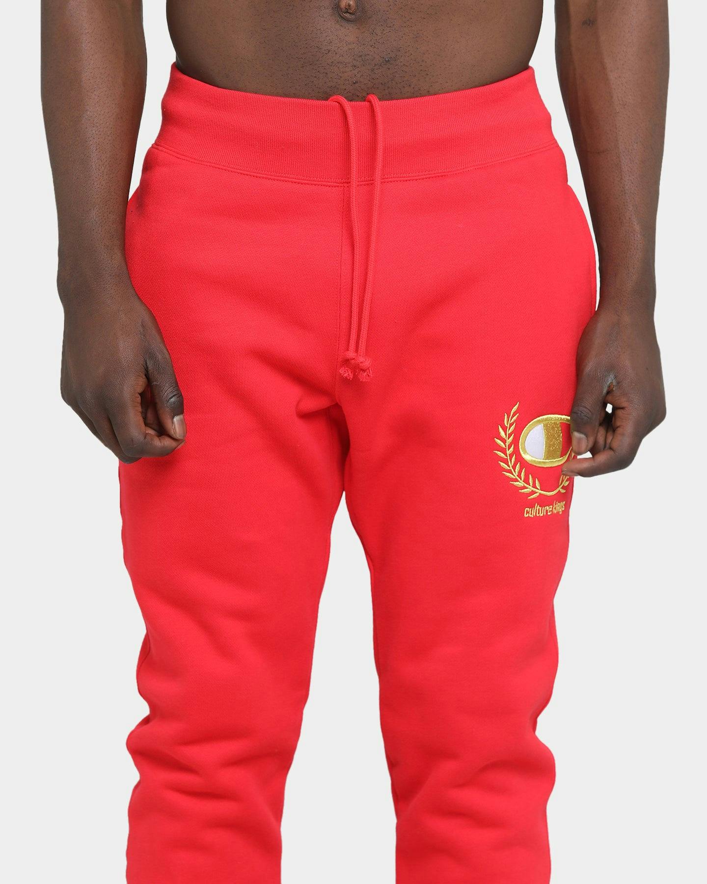 Champion Champion x Culture Kings Reverse Weave S20 Joggers Red/Gold ...