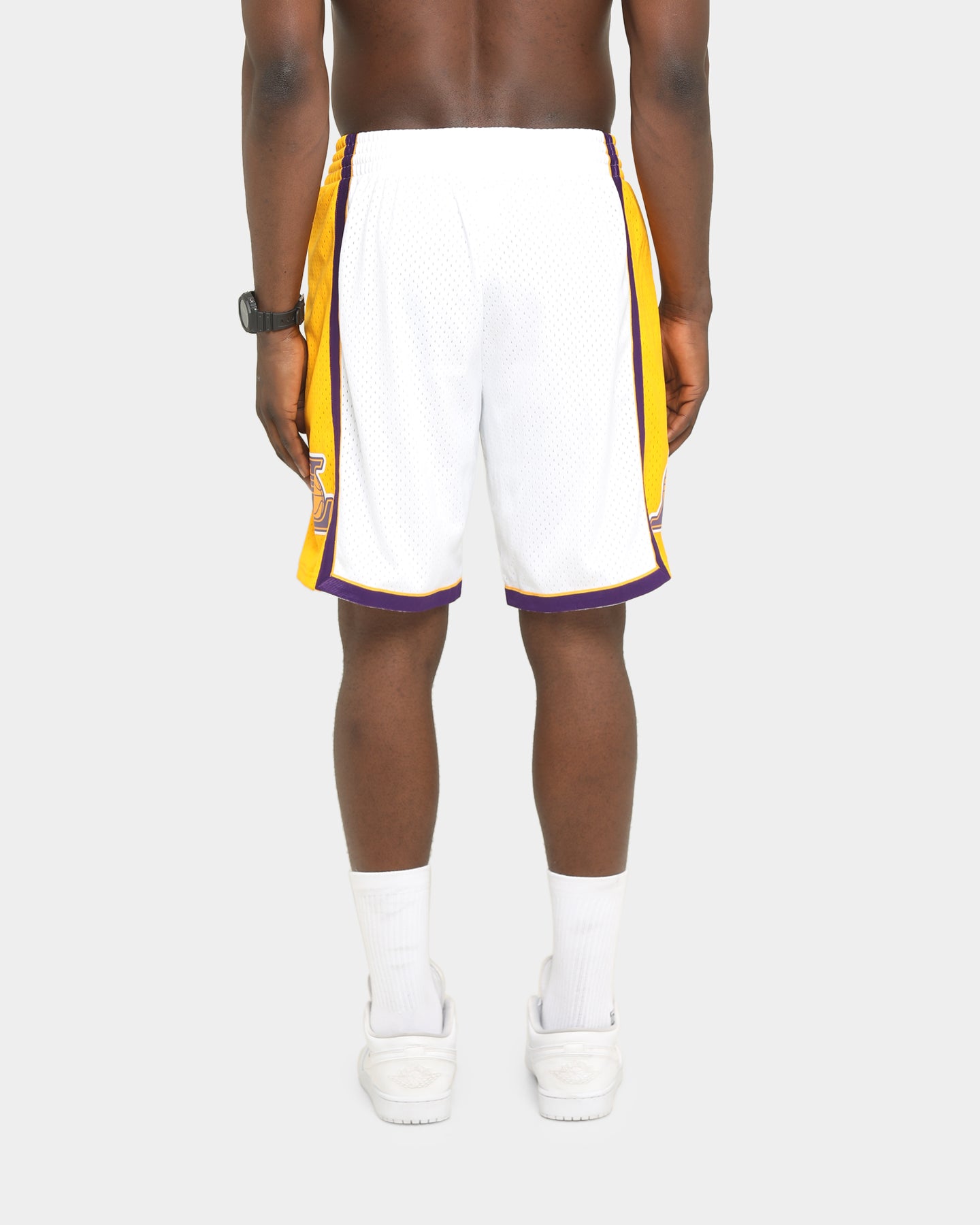 white lakers shorts