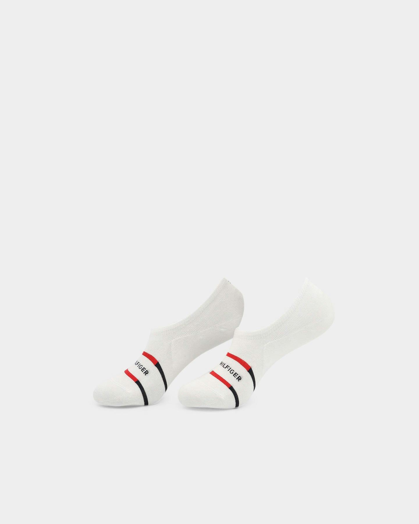 Tommy Hilfiger Breton Stripe 2 Pack No Show Socks White