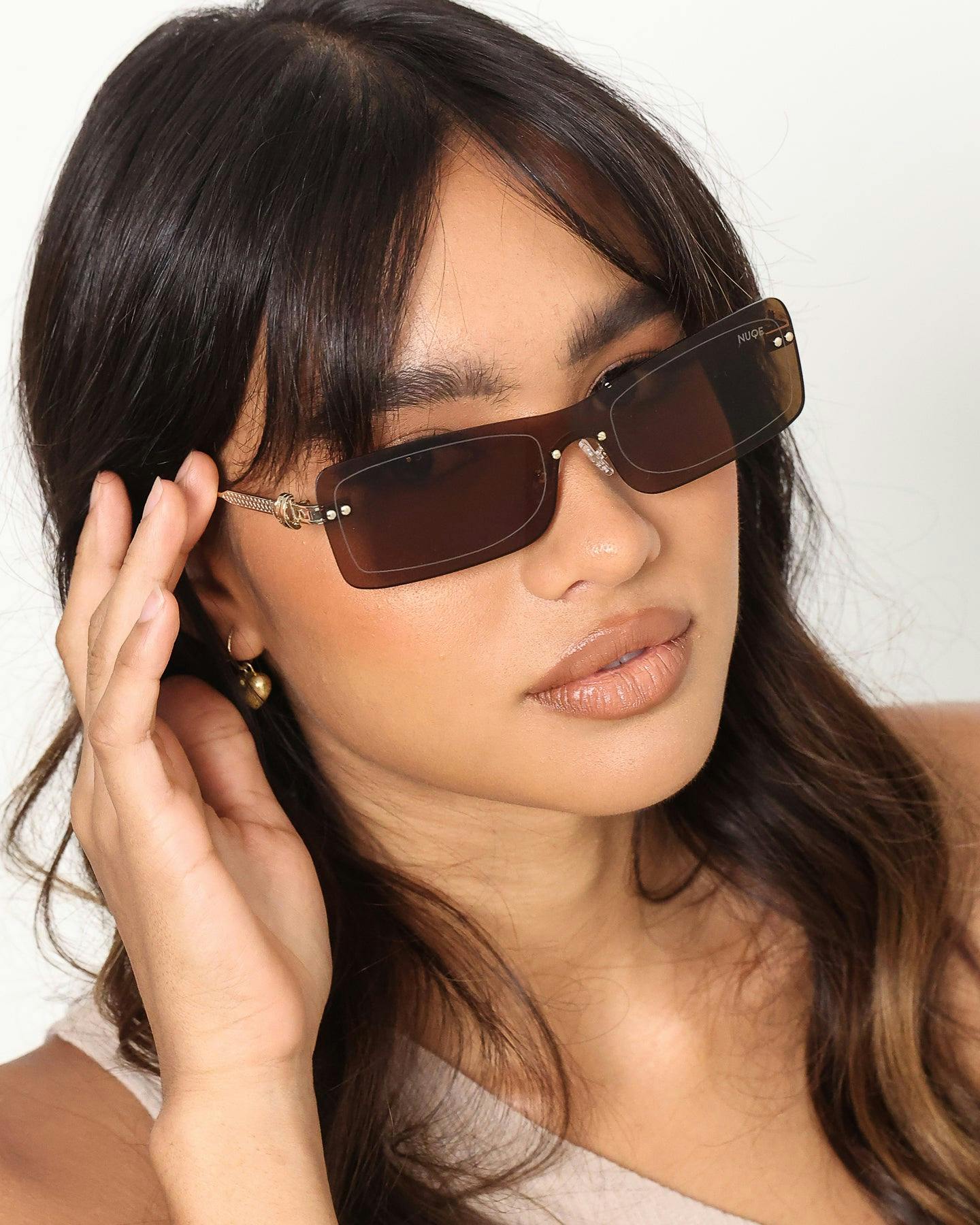 NUQE Razr Sunglasses Brown/Gold