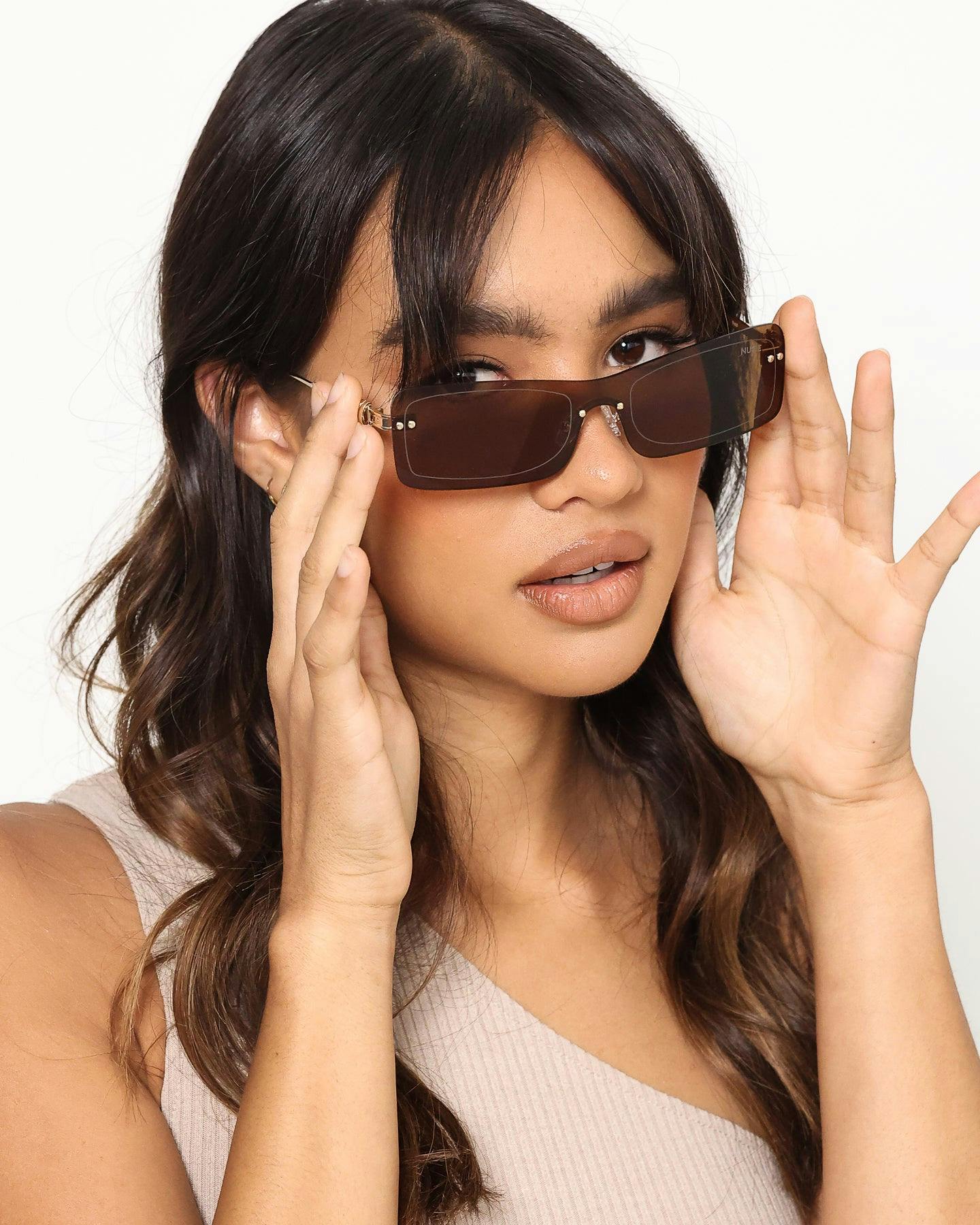 NUQE Razr Sunglasses Brown/Gold