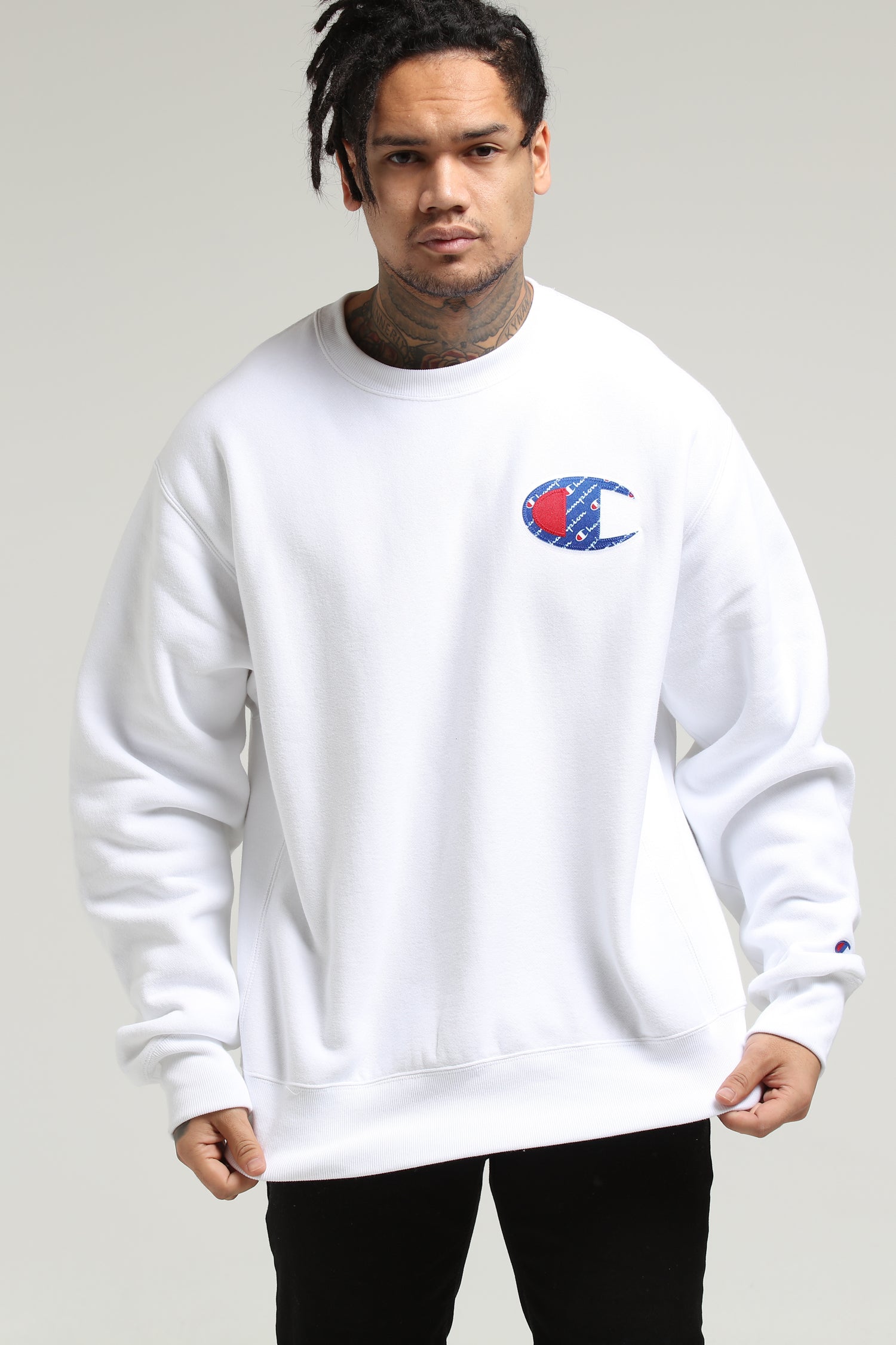 champion reverse weave sublimated white hoodie