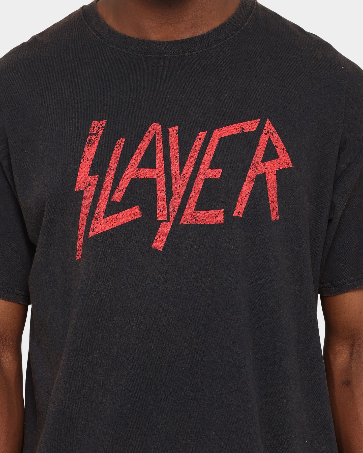 Slayer T-Shirt Ufficiale Distressed Classic - Colore Rosso, Taglia Charcoal - Maglia Da Uomo In Cotone