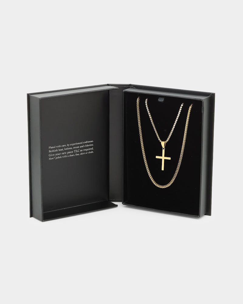 NXS Double Cross Chain Gold