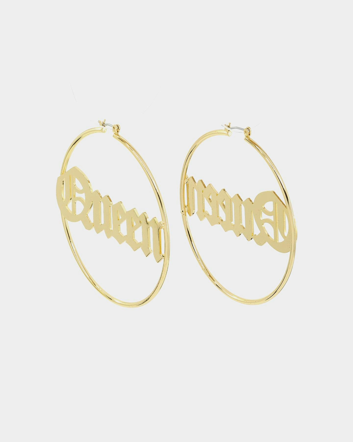 Raising Hell Women's Queen Hoop Earrings Gold