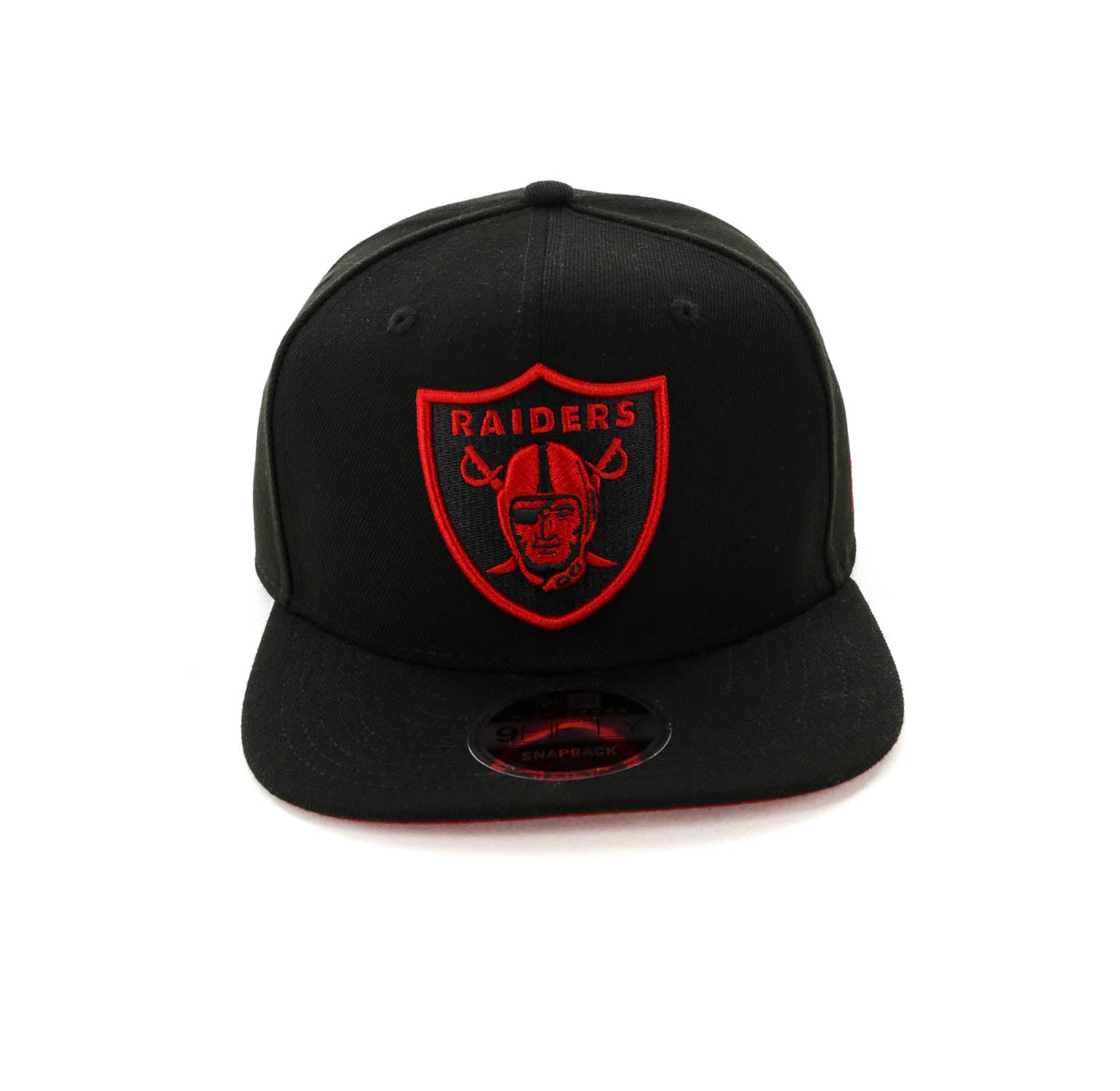 red and black raiders hat