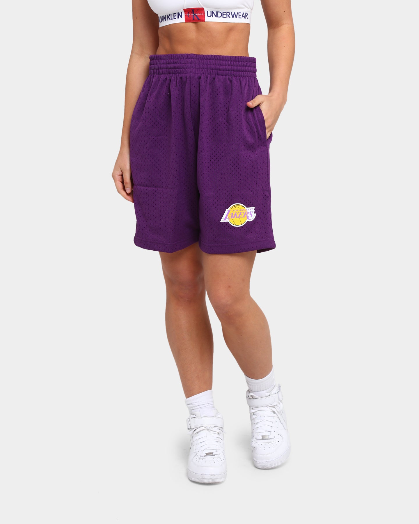 lakers mesh shorts