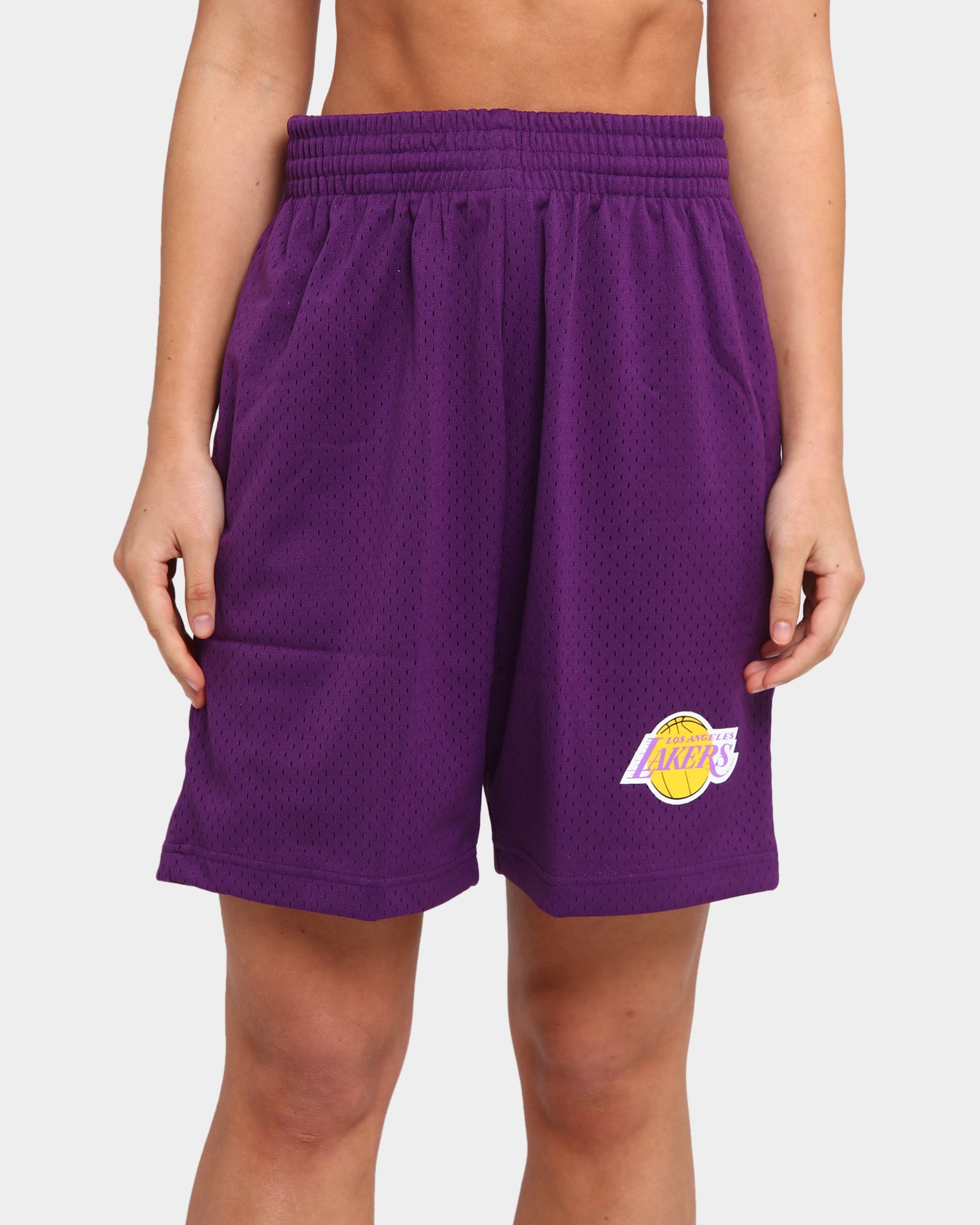 lakers mesh shorts