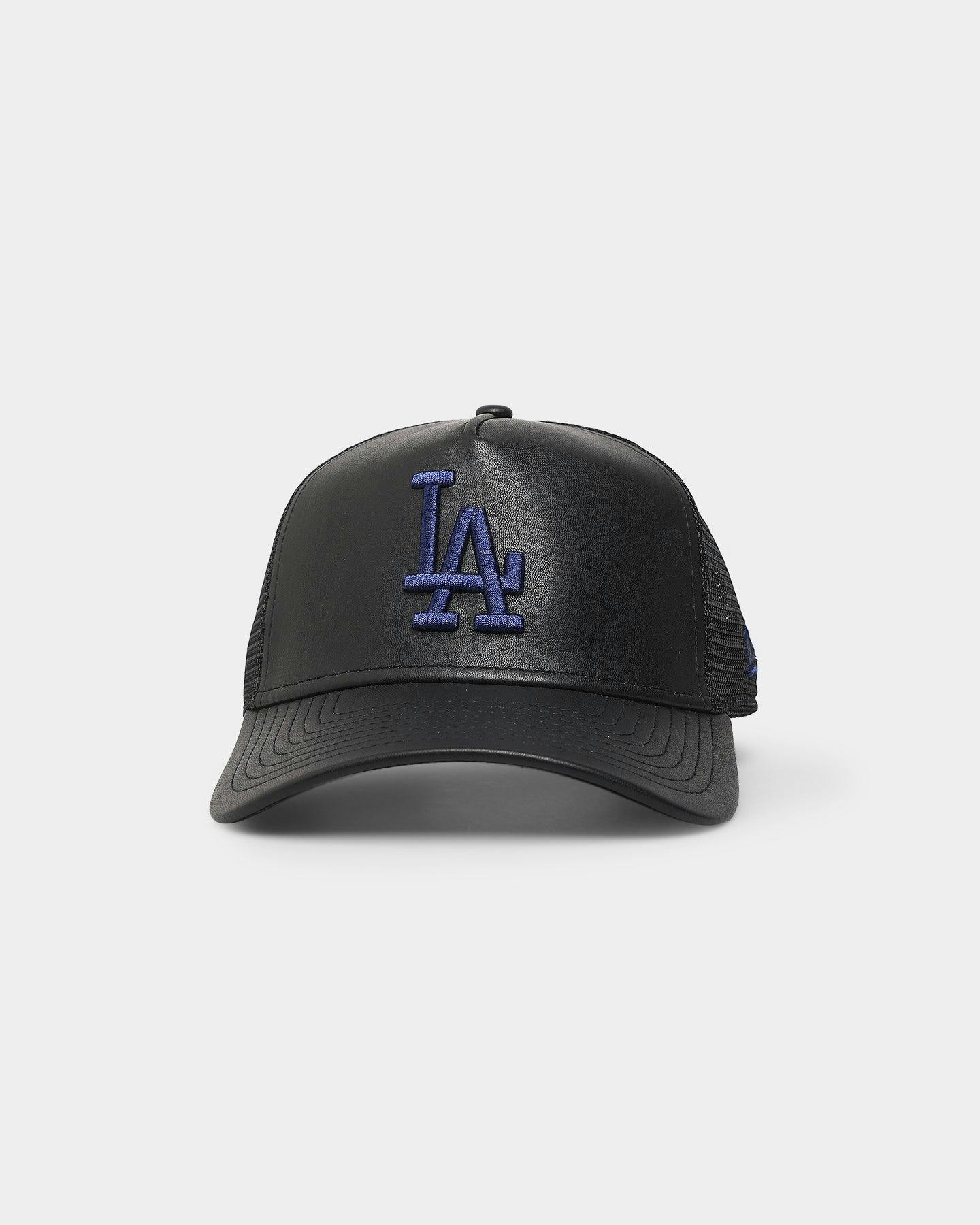 New Era Los Angeles Dodgers 'PU Leather' 9FORTY A-Frame Trucker Snapback Black Leather