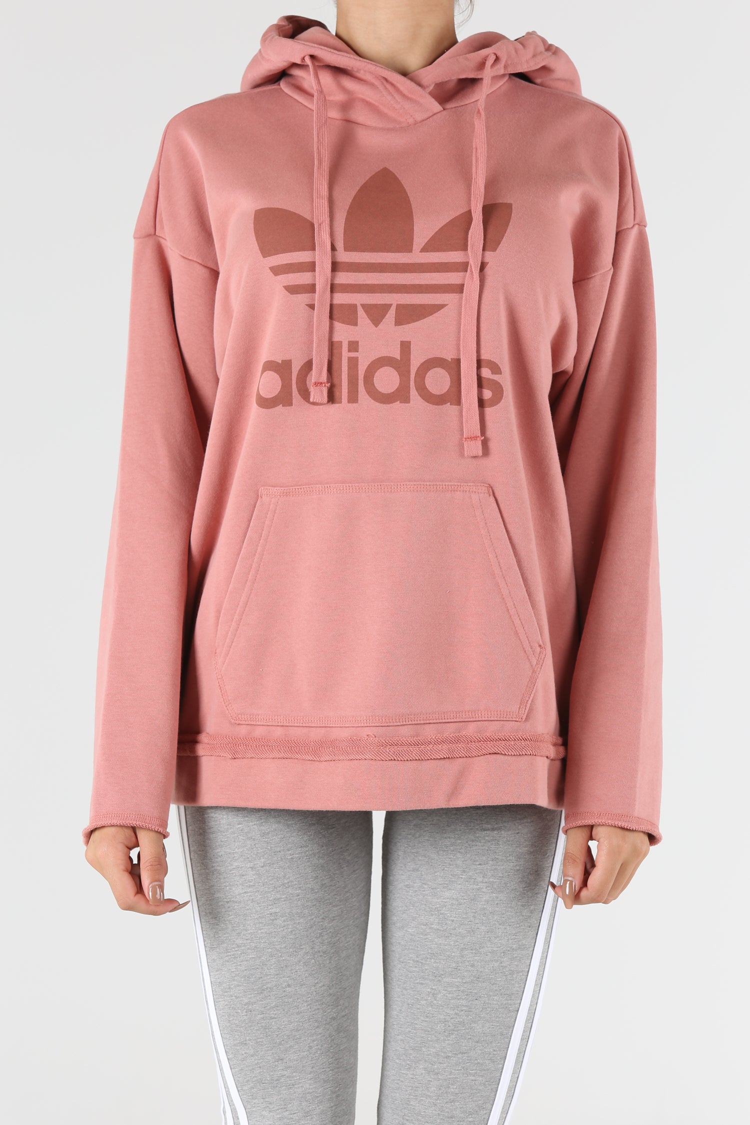 adidas pink trefoil hoodie women's