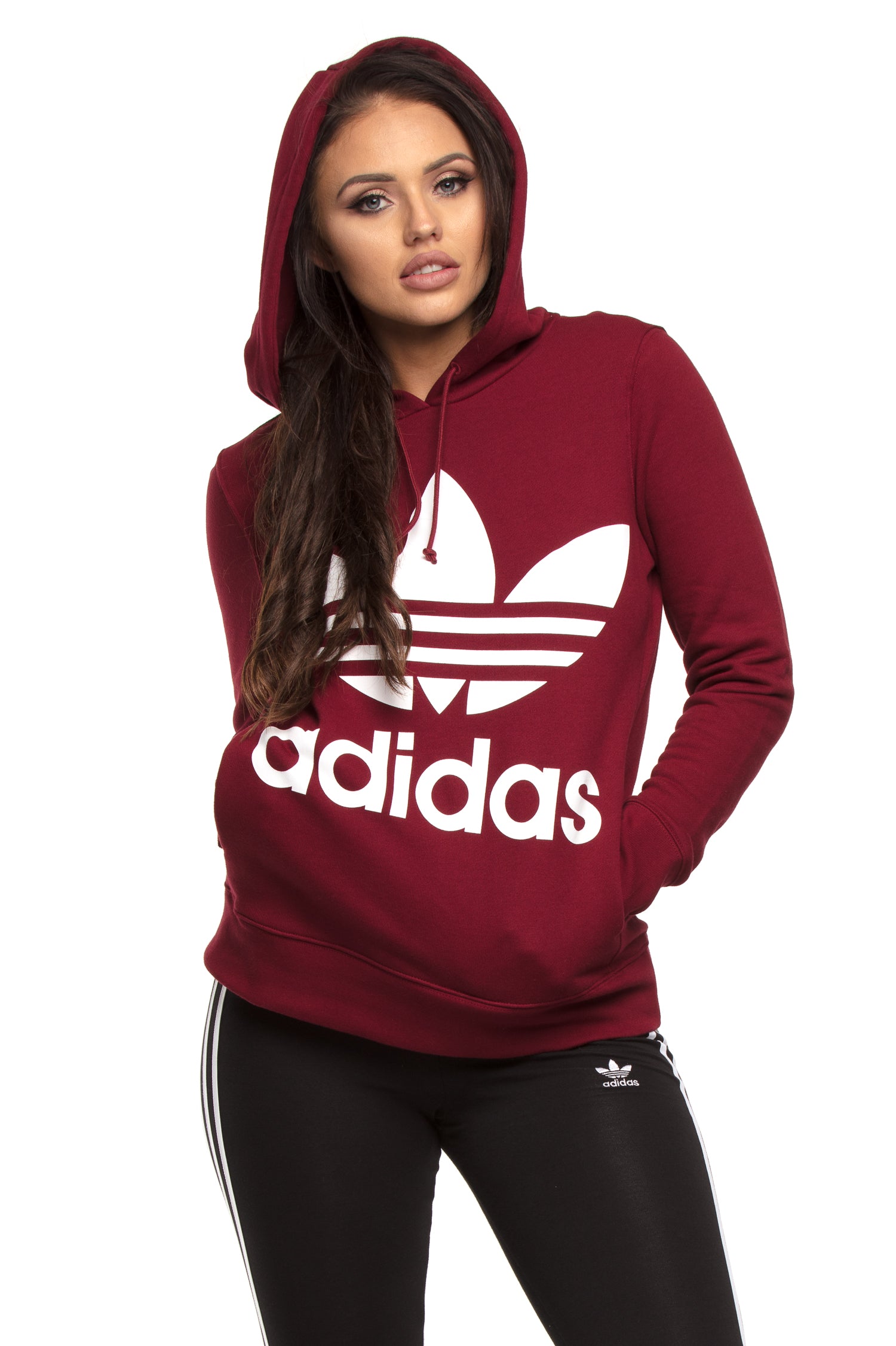 burgundy trefoil hoodie