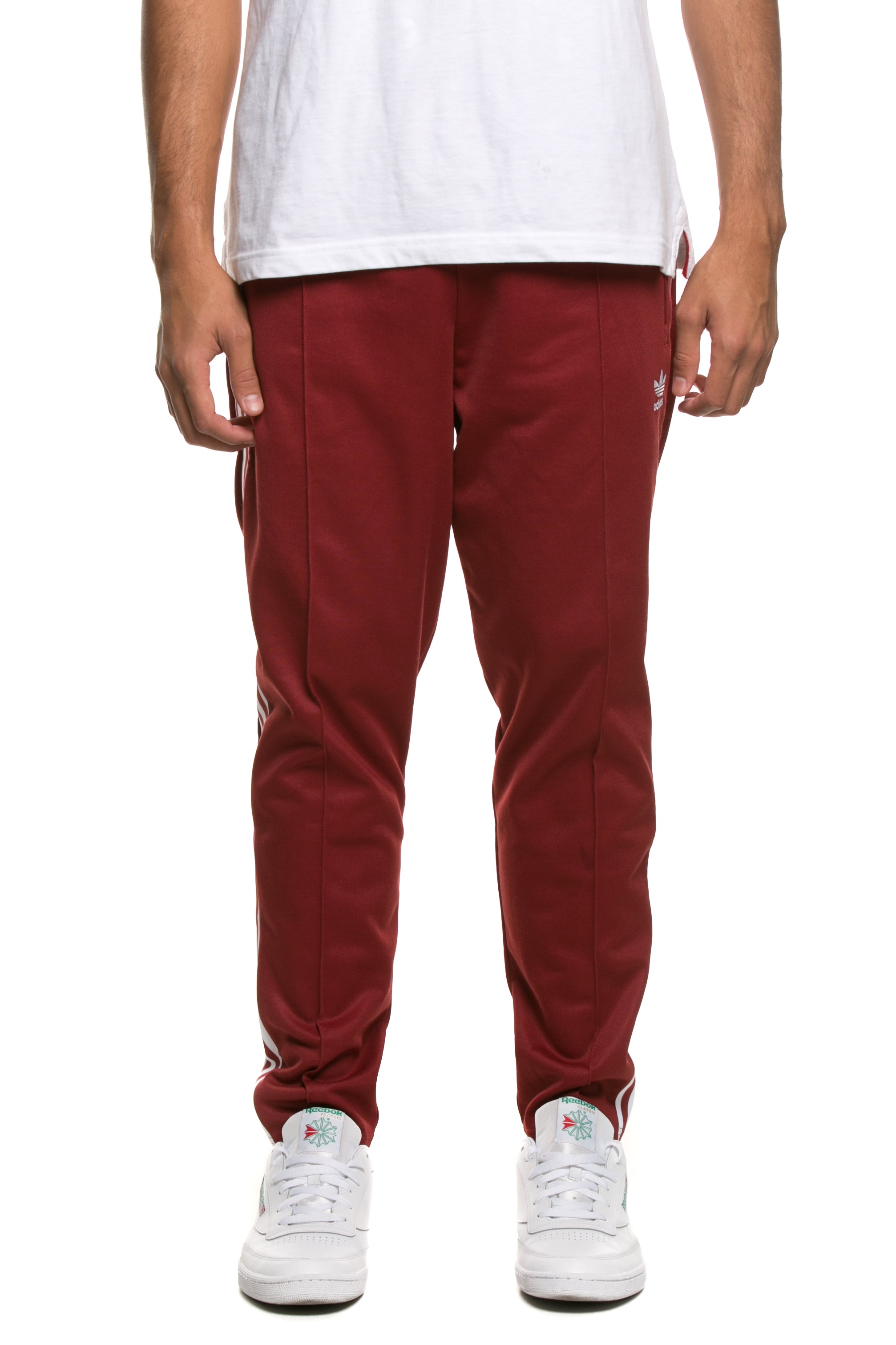 adidas beckenbauer track pants red