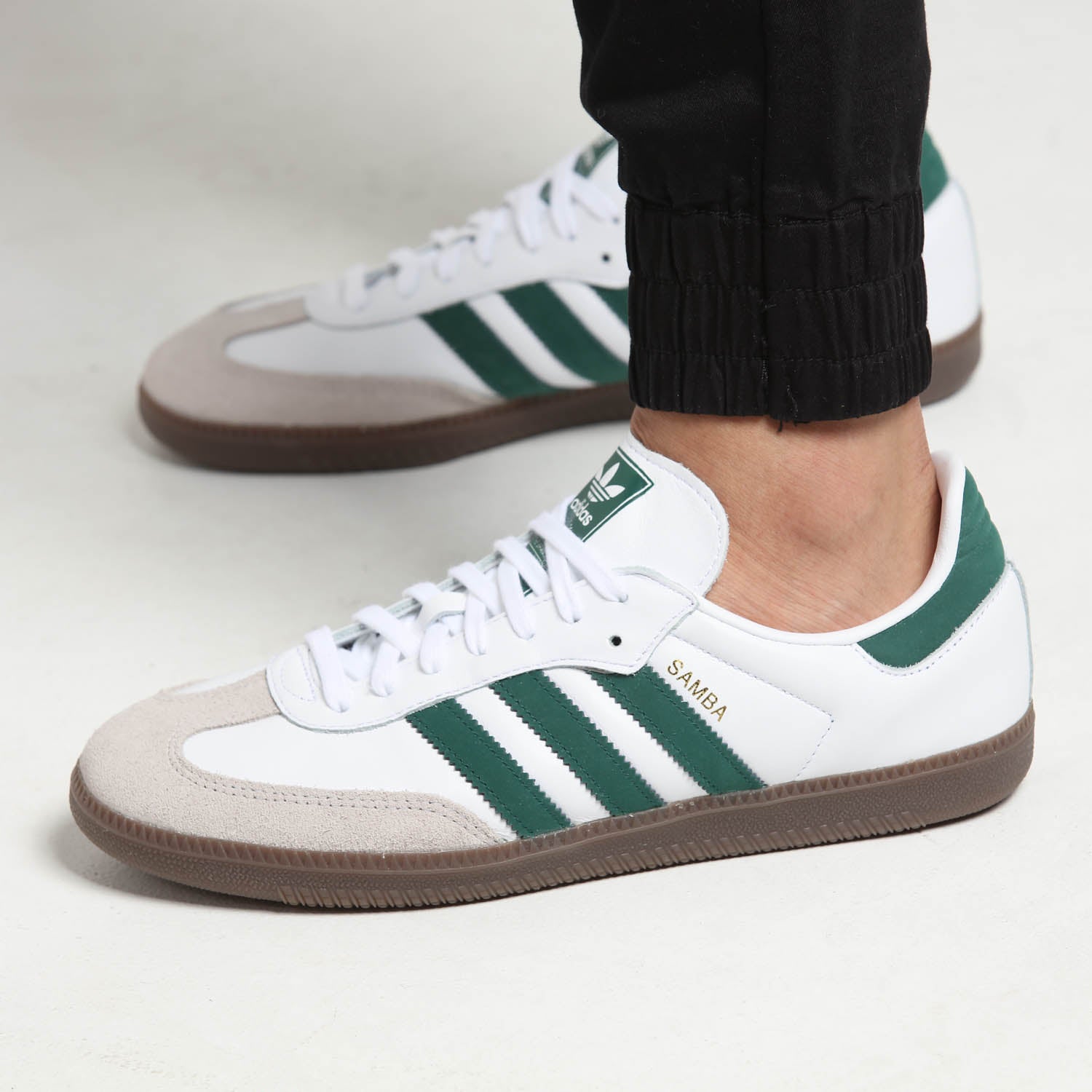 adidas samba green stripe