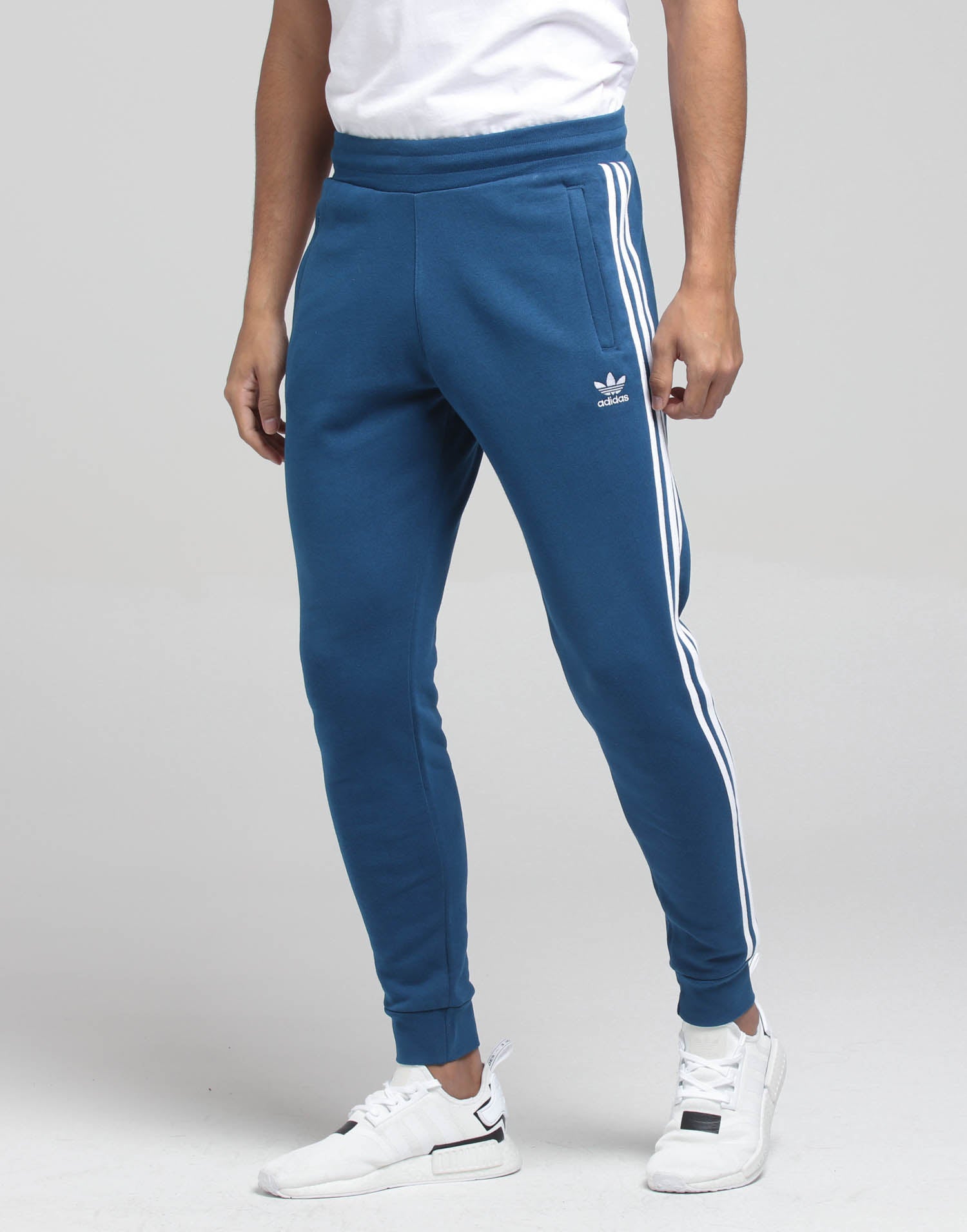 adidas 3 stripe pants blue