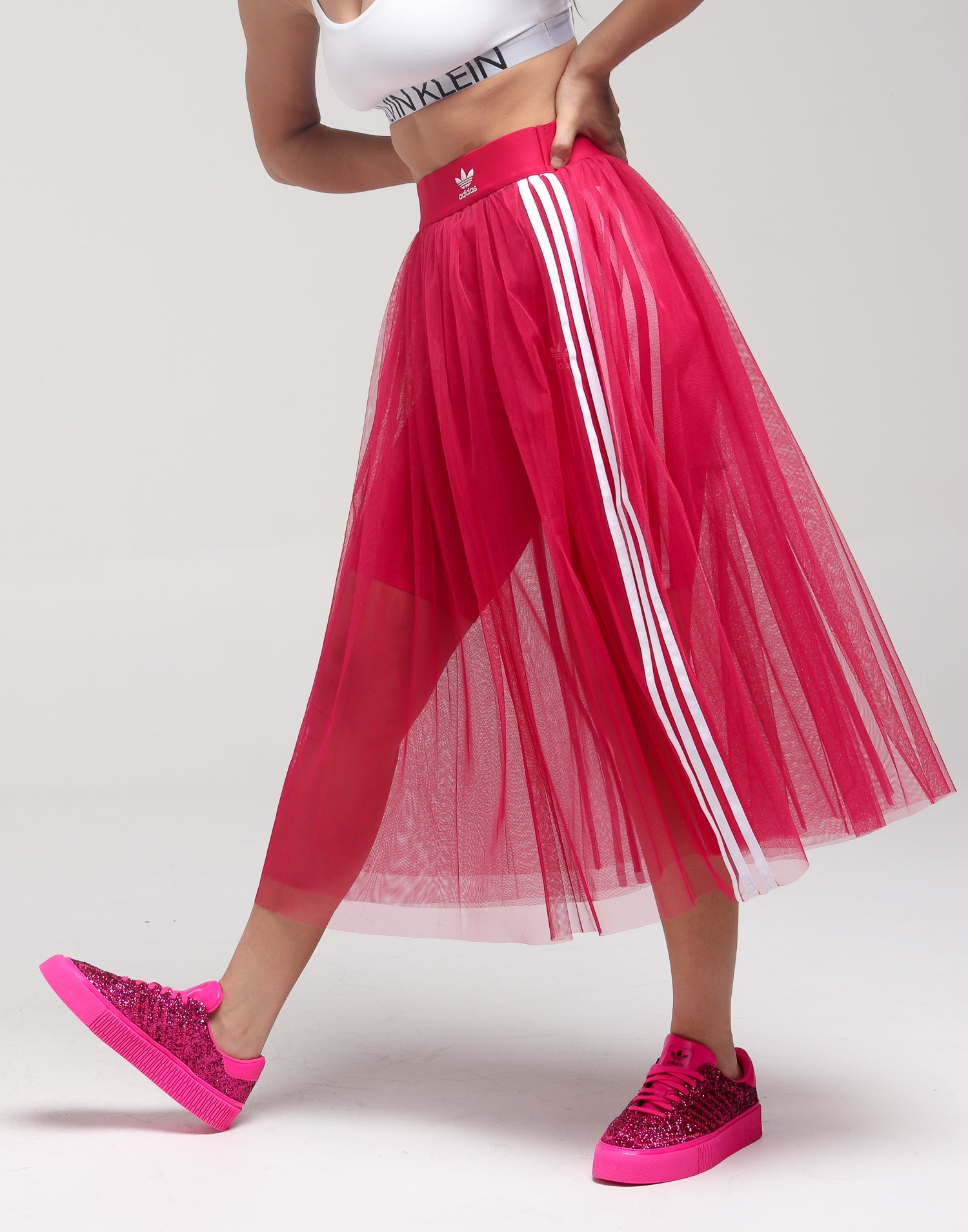 adidas red tulle skirt