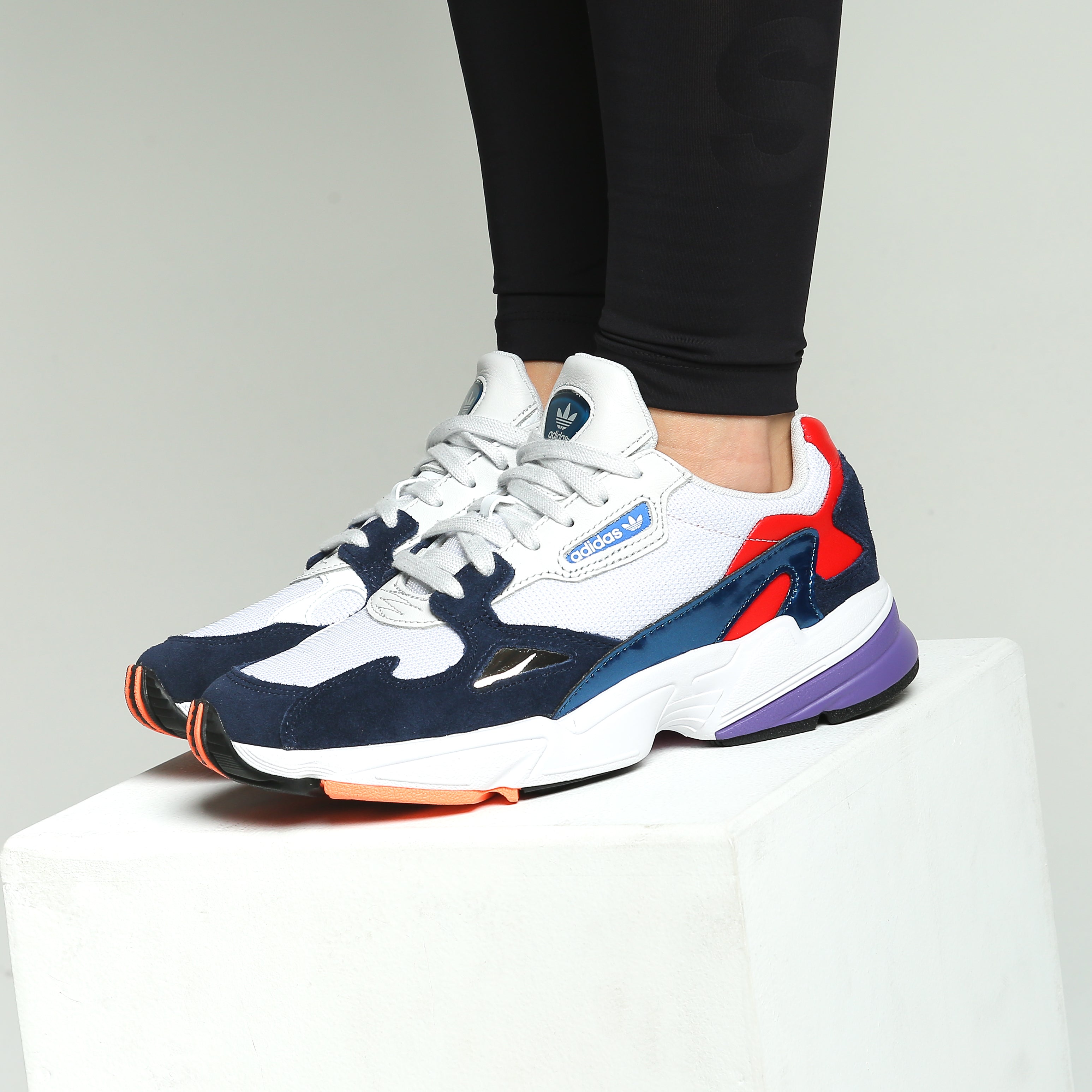 adidas falcon white navy