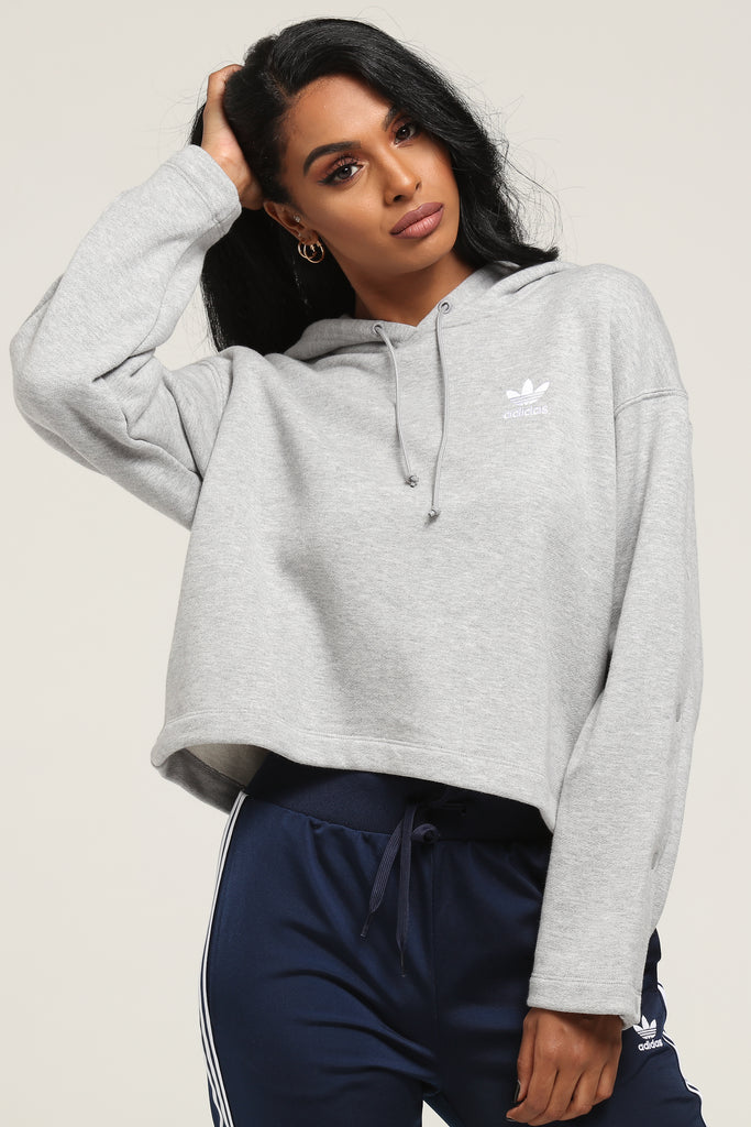 adidas cropped hoodie grey