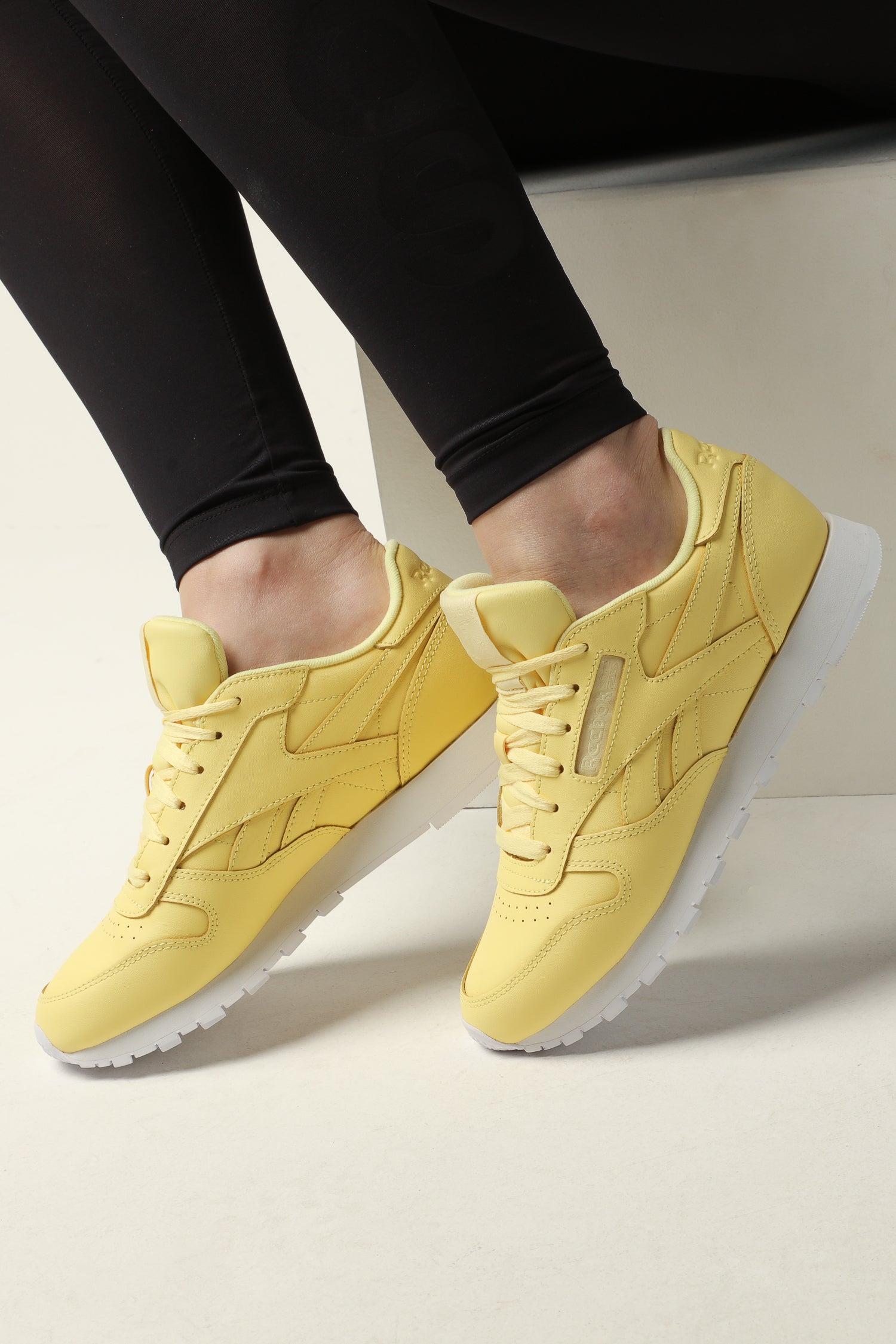 reebok cl leather yellow